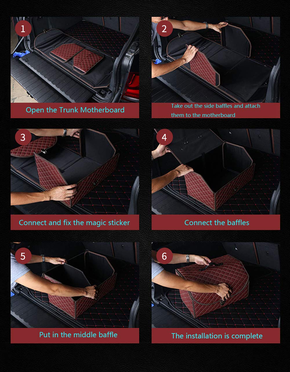 Premium SUV Trunk Organizer - Extra Large Collapsible Car Storage Box with Metal Buckle Lid | Adjustable Vehicle Organizer for Travel, Camping & Road Trips | Durable Leather Trunk Organizer for SUVs, Sedans & Minivans