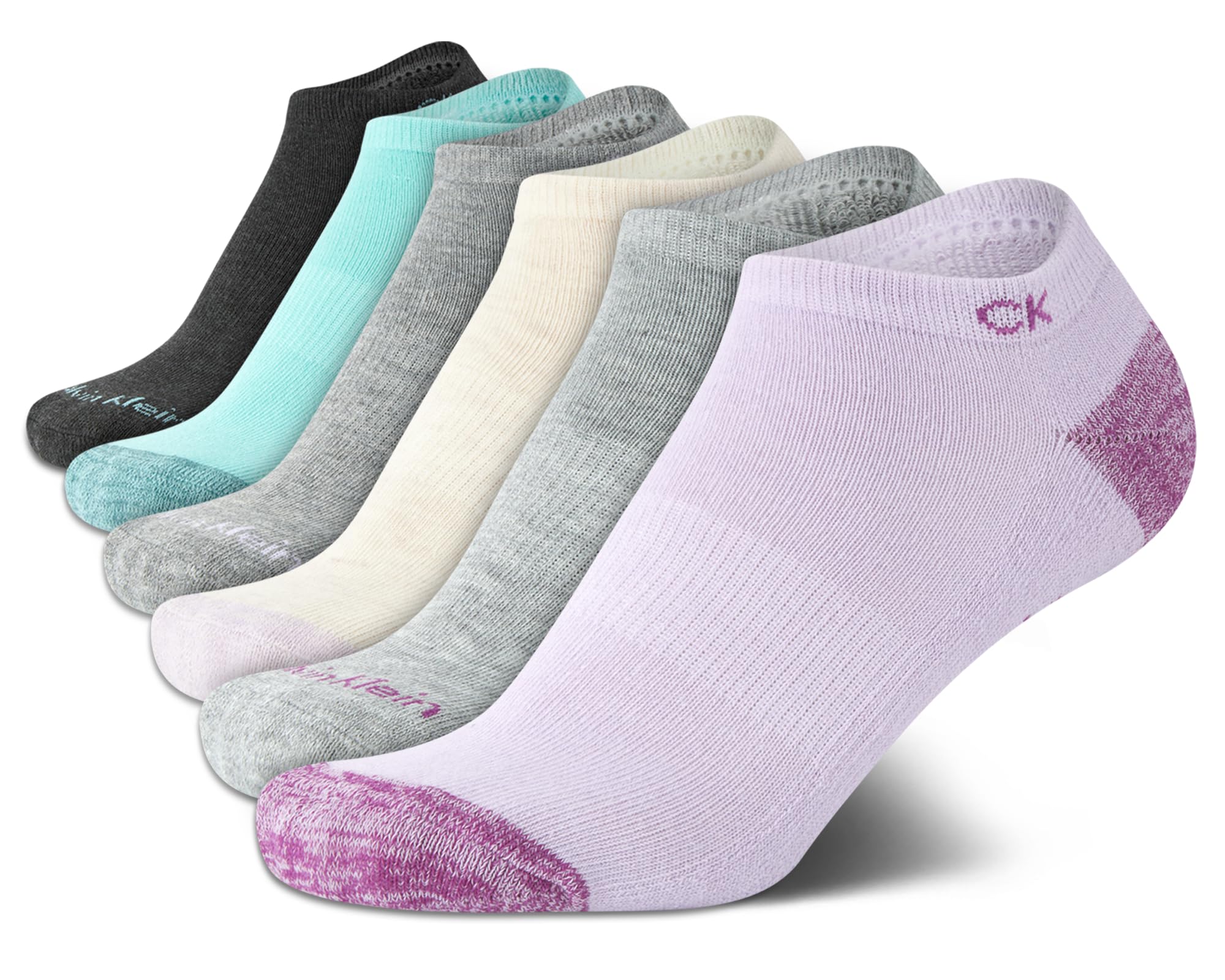 Calvin Klein Girls' No Show Ankle Socks 6-Pack - Soft Cushioned Comfort for School, Sports & Everyday Wear