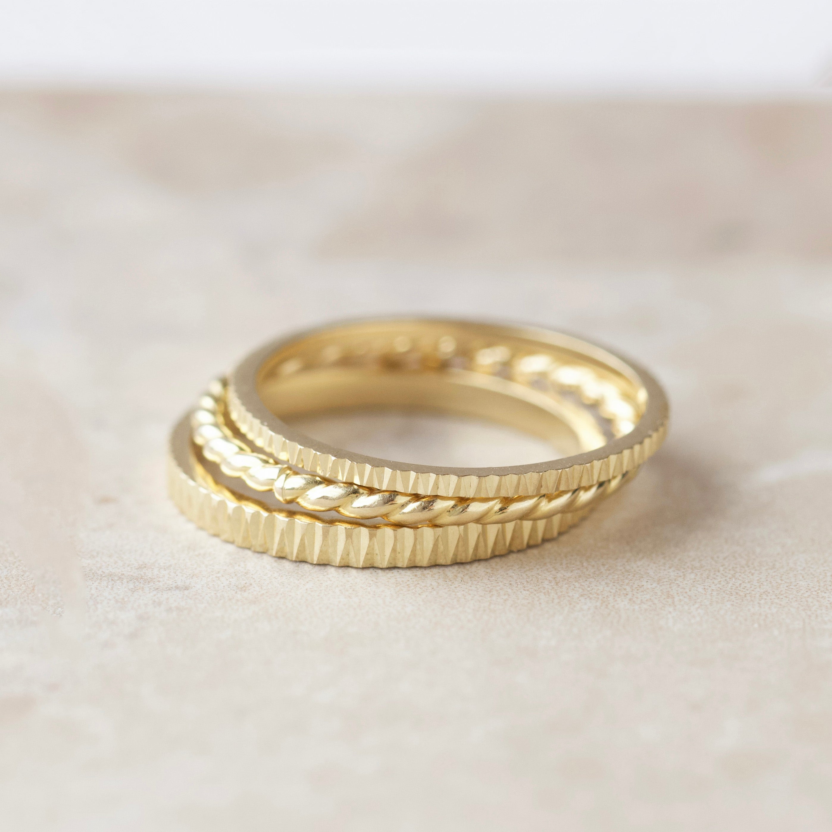 Hyacinth Diamond Cut Band Ring - Elegant Stackable Jewelry for Women, Perfect for Weddings, Anniversaries & Everyday Wear