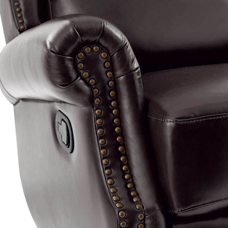 Martina Genuine Leather Manual Swivel Glider Recliner Chair - Comfortable Living Room Seating for Relaxing, Reading & Nursing