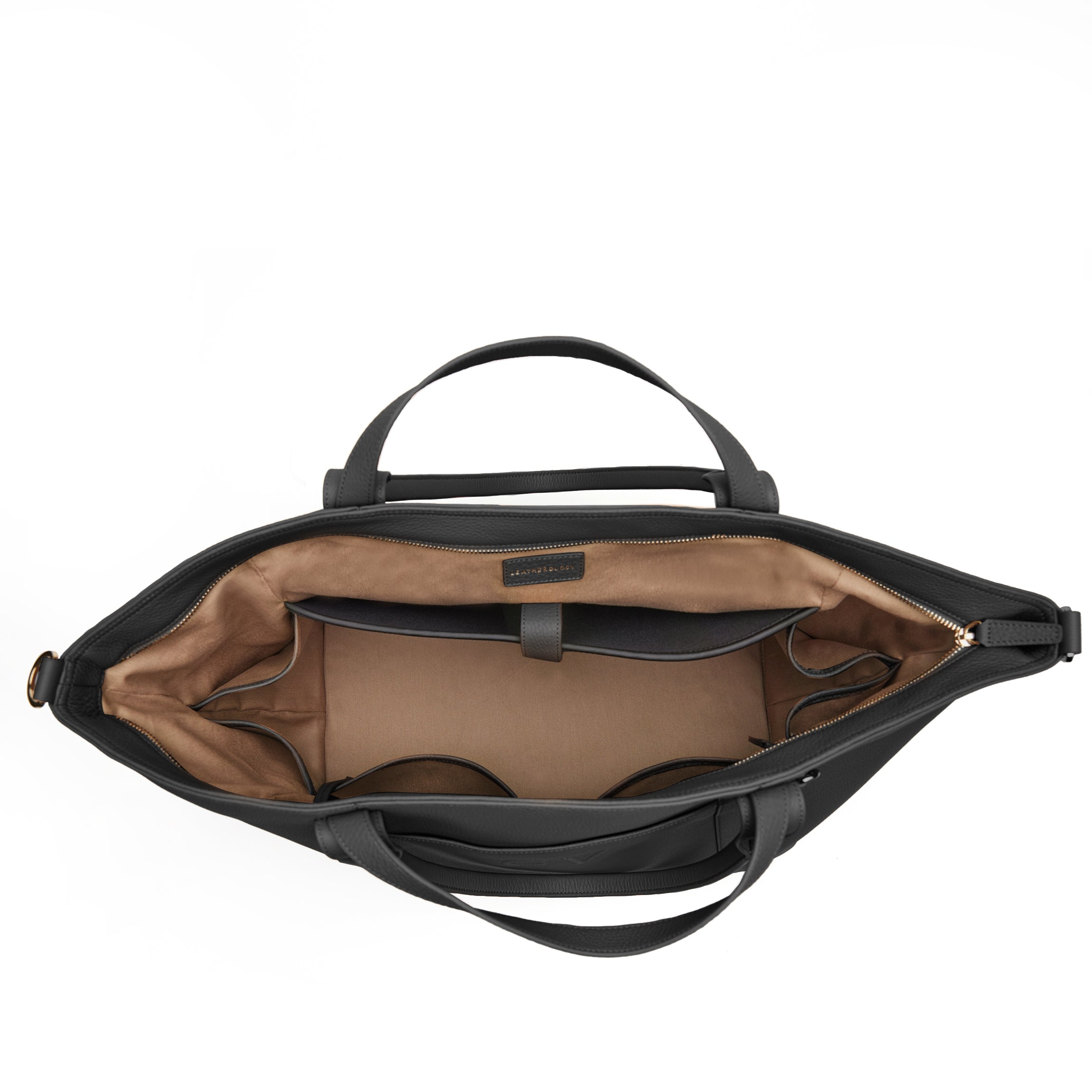 Premium Black Pebble Leather Transit Travel Tote Bag - Stylish Carryall for Work Commute, Gym & Weekend Getaways