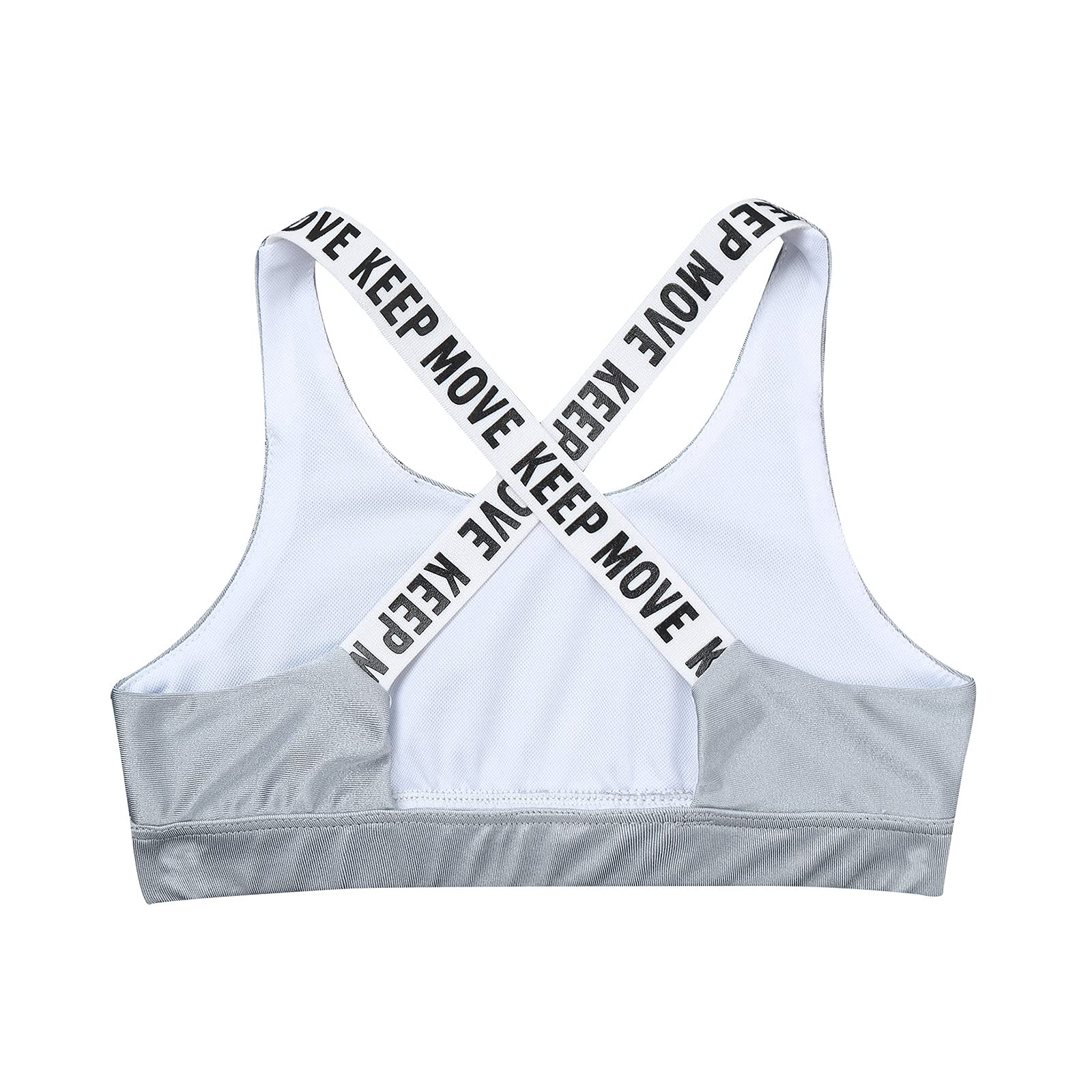 Moily Big Girls Racerback Padded Sports Bra - 2 Pack Workout Crop Top for Gymnastics, Dance, Yoga & Athletic Activities | Breathable Support for Teens & Active Women