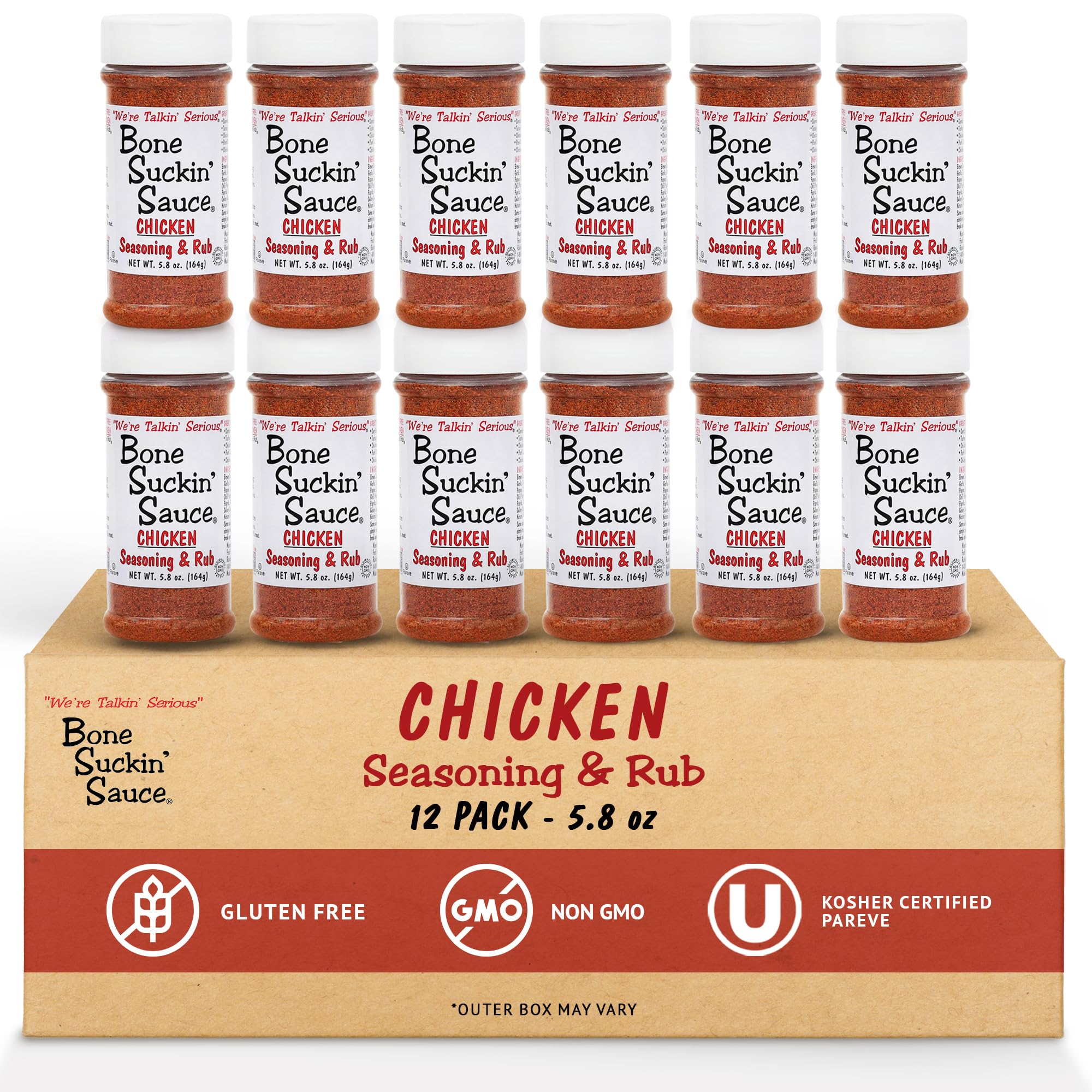 Bone Suckin' Sauce Poultry Rub Seasoning - 5.8oz (Pack of 12) - Perfect for Grilling Chicken, Turkey & BBQ - All Natural Spice Blend for Smokers, Roasting & Outdoor Cooking