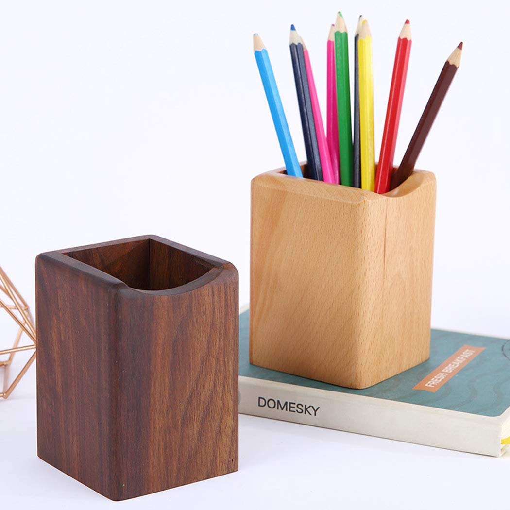 Natural Wooden Pen Holder & Storage Box - Black Walnut Desk Organizer for Pens, Office Supplies & Stationery | Perfect Gift for Home, Office & Classroom Use | Keeps Workspace Neat & Stylish