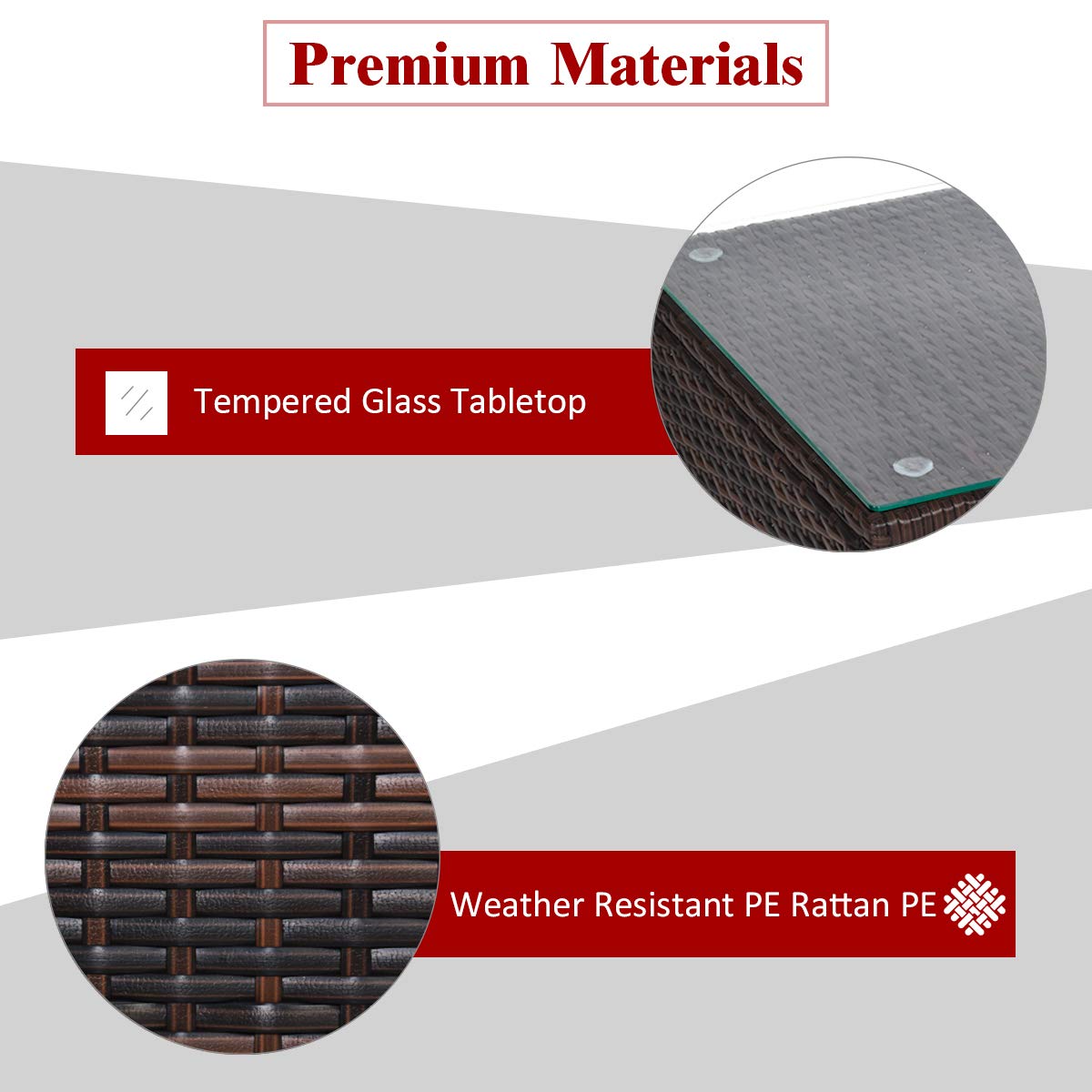 Tangkula 3-Piece Outdoor Patio Furniture Set - 2 Rattan Wicker Chairs with Tempered Glass Coffee Table - Weather-Resistant Garden, Porch, Poolside Conversation Set for Backyard, Deck, and Outdoor Relaxation