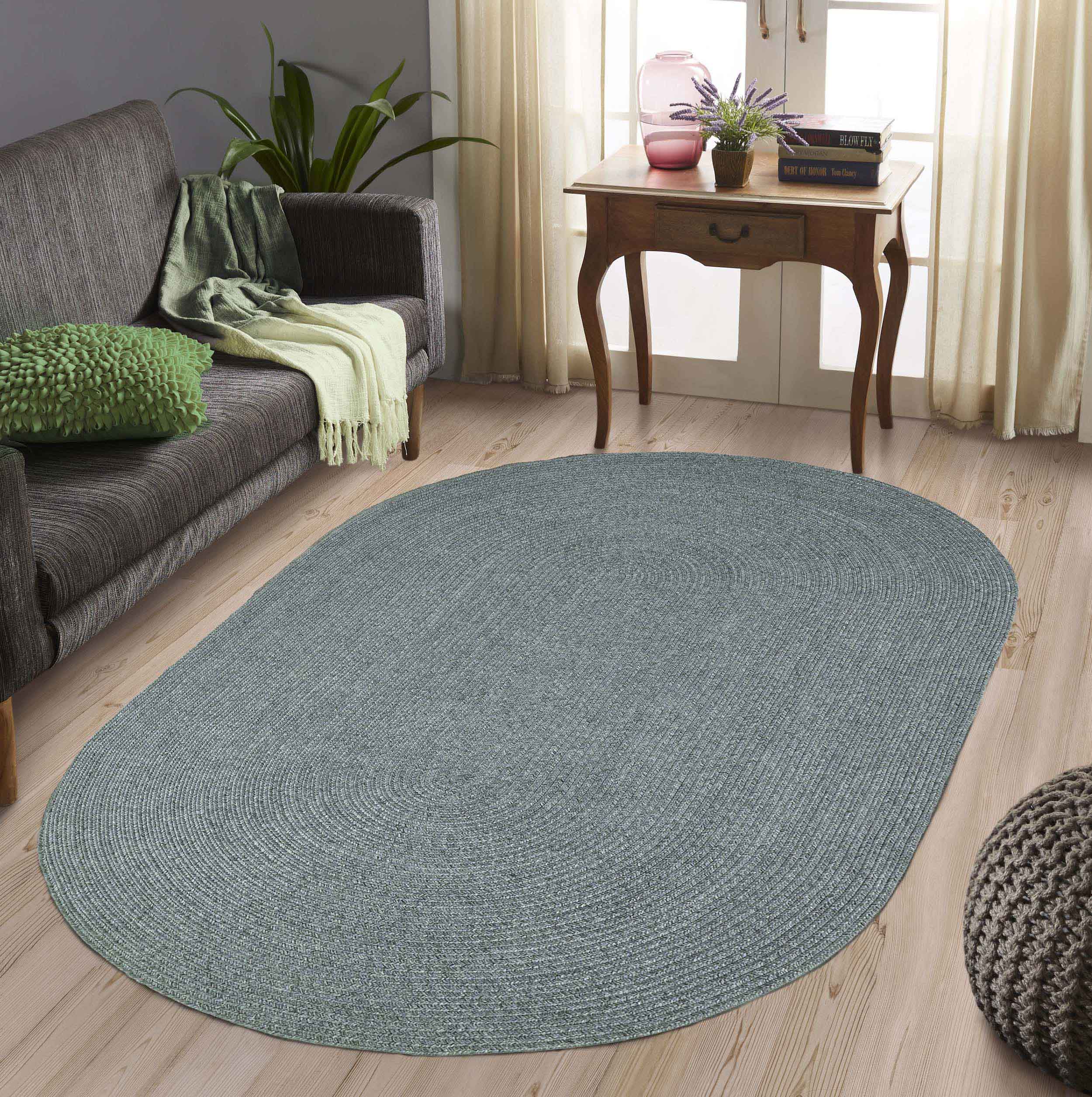 Classic Braided Area Rug - Non-Slip Indoor/Outdoor Oval Rug for Living Room, Bedroom, Patio & Deck - Soft & Durable Home Decor