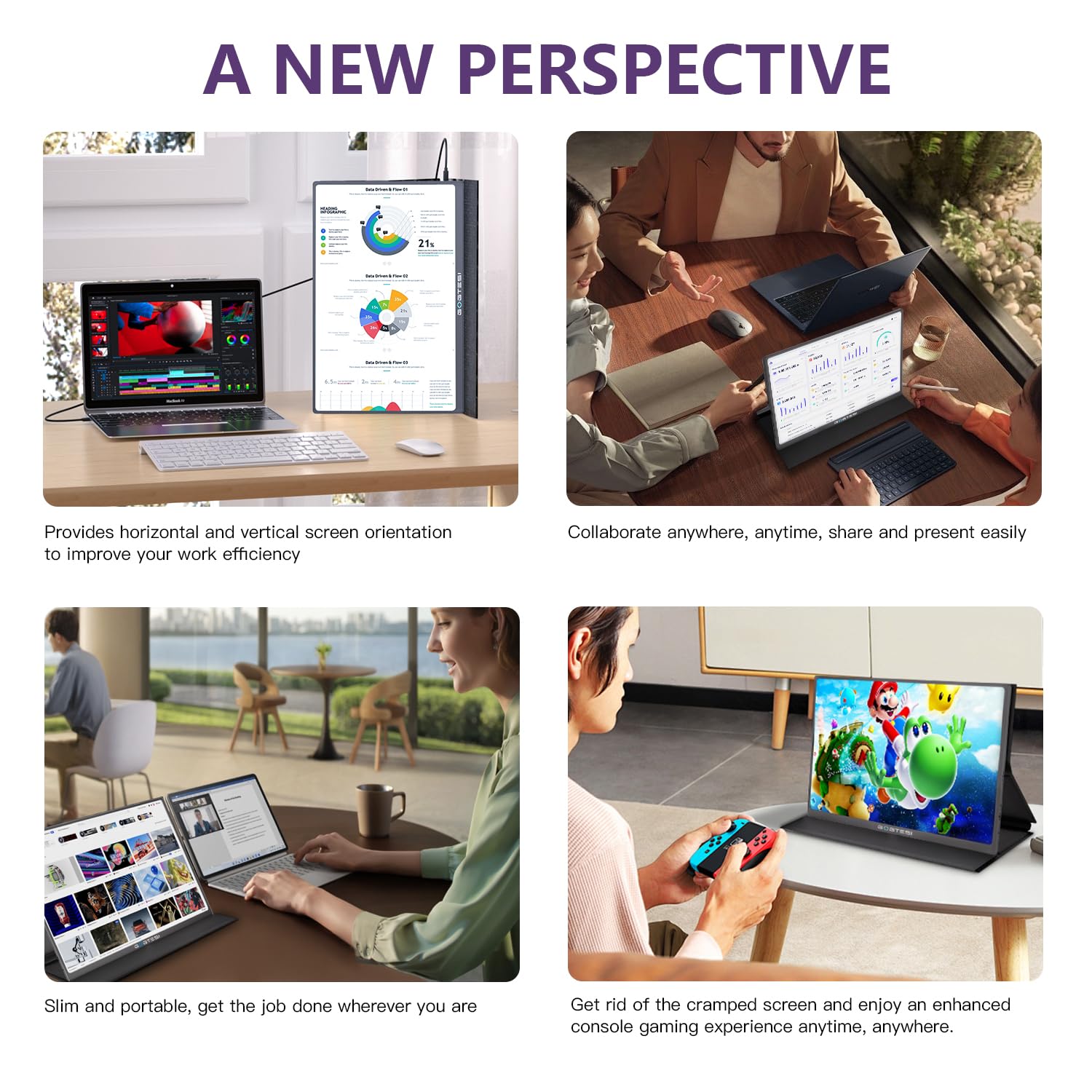 16 Inch Portable Monitor - 2.5K 120Hz QHD IPS Matte Screen with USB-C & HDMI, Ultra Bright Eye Care Display for Laptop, PC, MAC, Phone, Nintendo Switch, PS5, Xbox - Perfect for Office Work, Gaming & Travel