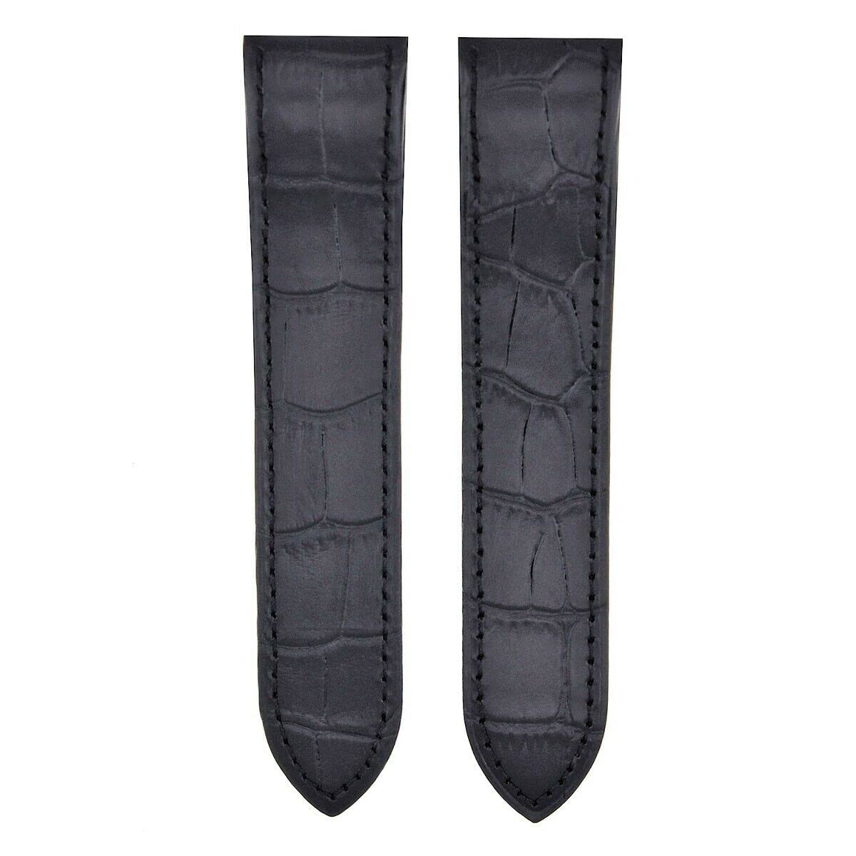 24.5mm Genuine Leather Watch Band Replacement for Cartier Santos 100 XL - Black Chronograph Strap | Durable & Comfortable for Business, Casual & Formal Occasions