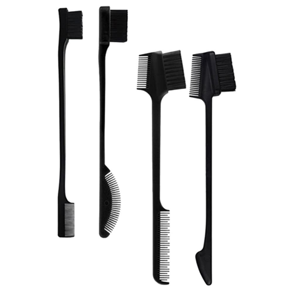 SHERCHPRY 4-Piece Hair & Eyebrow Brush Set - Detangling Comb, Liner Brush, Hairline Comb, Lash Grooming Brush - Professional Makeup & Hair Styling Tools for Smooth Detangling & Precise Eyebrow Shaping - Perfect for Salon, Home Use & Travel Beauty Kit
