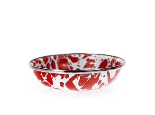 Red Swirl Enamelware Tasting Dishes - Set of 6 (4.25 Inch) - Perfect for Appetizers, Desserts, and Small Bites Serving at Parties and Gatherings