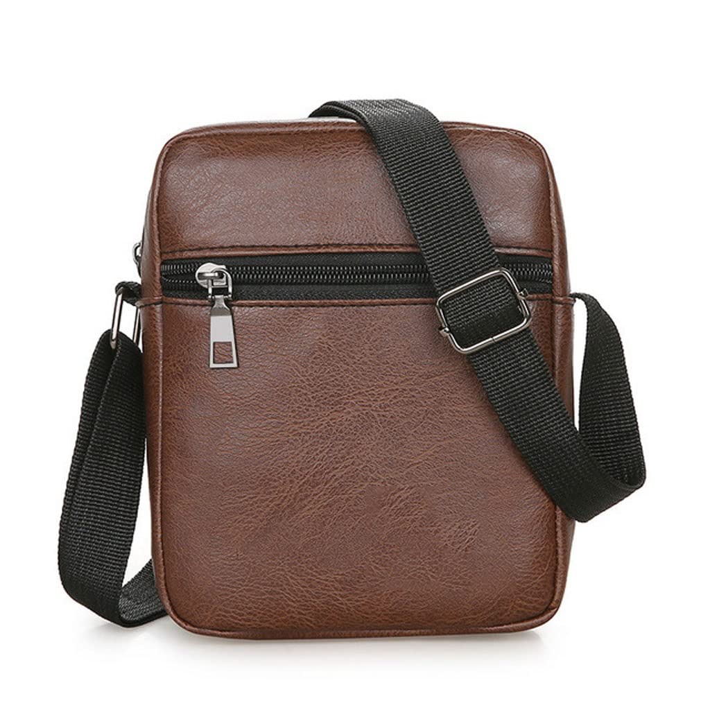 Premium Large Capacity Men's Leather Tote Bag with Zippers - 15 x 6 x 19cm (Color A) - Durable Artificial Leather Work Bag for Business, Travel & Daily Commute