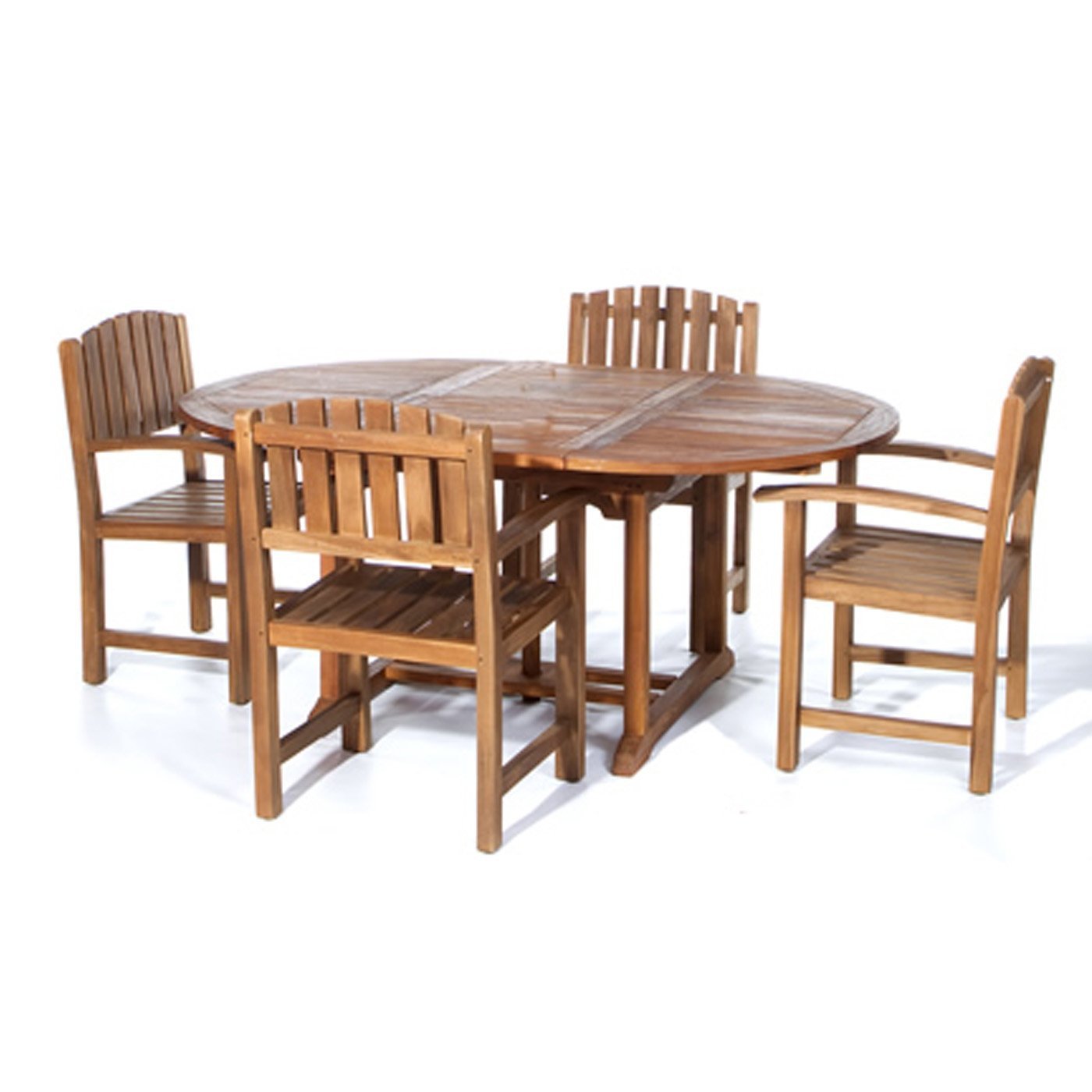 Premium 5-Piece Oval Teak and Cedar Dining Set - Outdoor Patio Furniture for Garden, Deck, and Backyard Entertaining