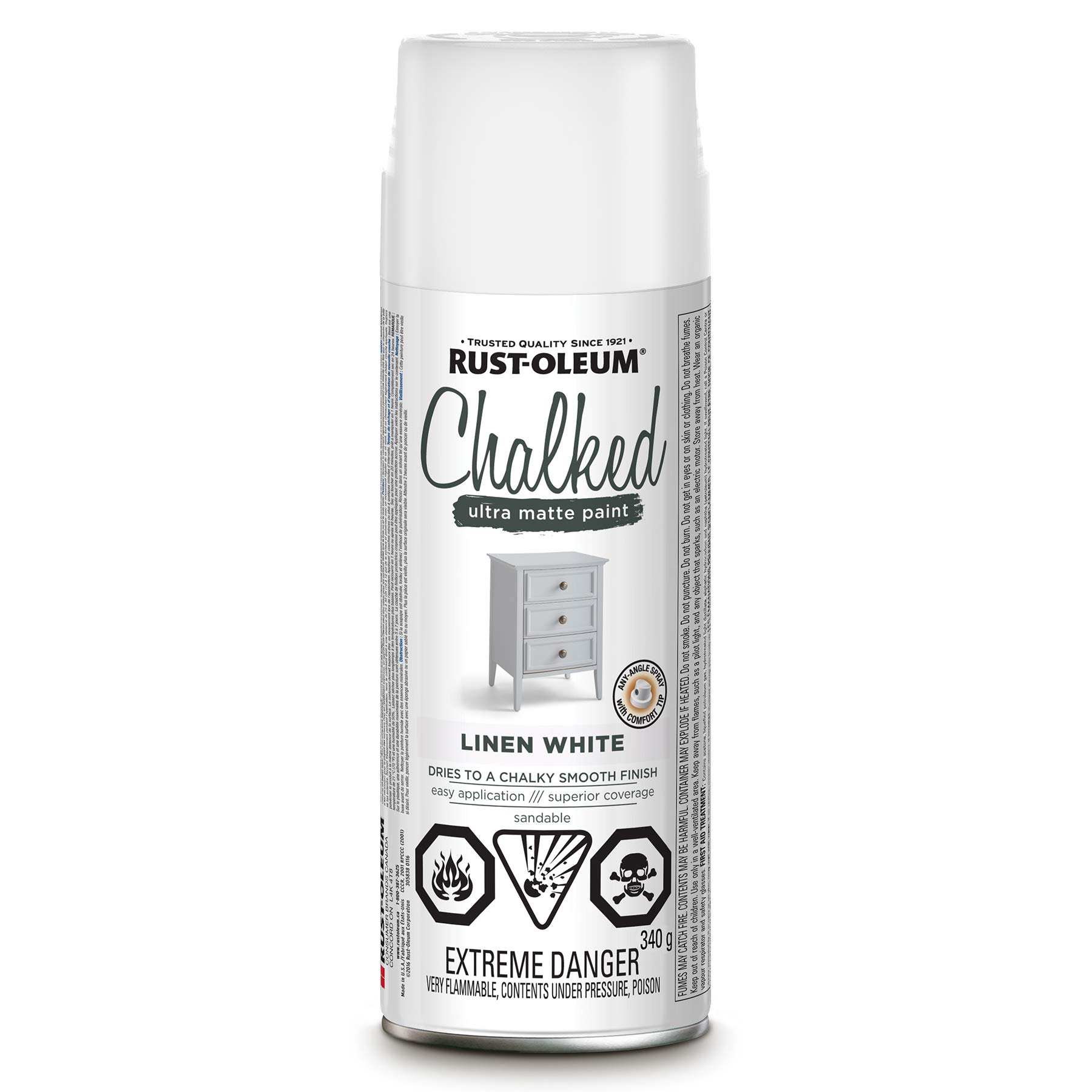 Chalked Ultra Matte Spray Paint - Linen White, 340g | Premium Chalk Finish for Furniture, Crafts & DIY Projects | Indoor & Outdoor Use