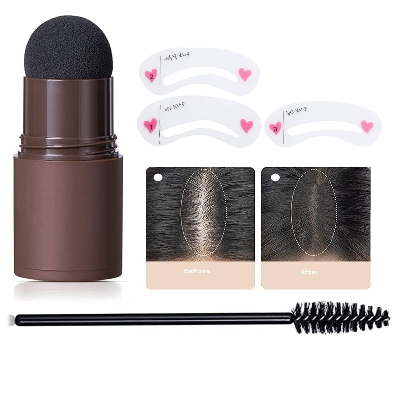 Glowhouse Hairline Powder & Shading Sponge Pen - Waterproof Root Touch Up Concealer for Thinning Hair (Brown) | Instant Hairline Cover for Bald Spots & Receding Hairlines | Perfect for Daily Use, Travel & Special Occasions