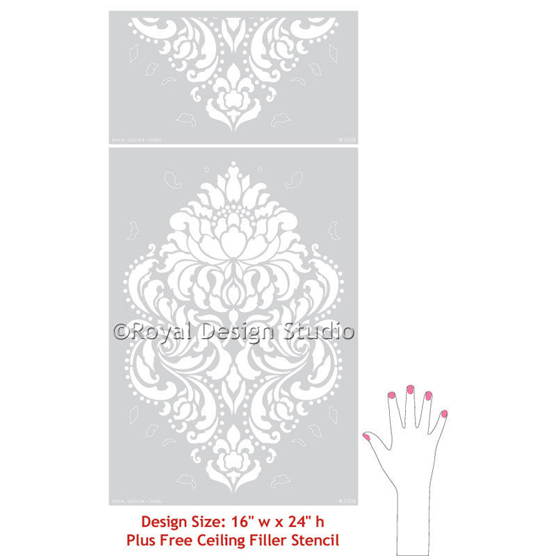 Florentine Damask Wall Stencil - Reusable DIY Painting Template for Home Decor, Accent Walls, and Furniture Upcycling | Perfect for Bedrooms, Living Rooms, and Wedding Backdrops