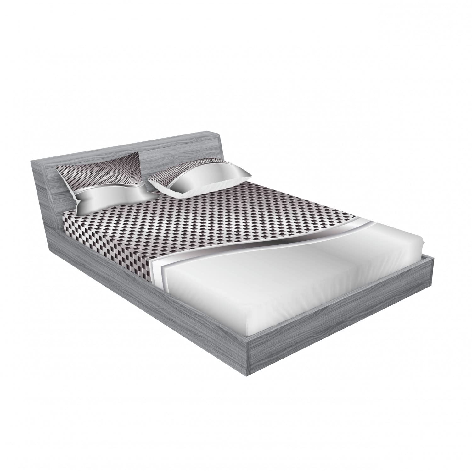 Ambesonne 2-Piece King Size Fitted Sheet Set with 4 Pillow Shams - Industrial Grid Pattern Bedding in Charcoal Grey - Modern Home Decor for Master Bedroom & Guest Room