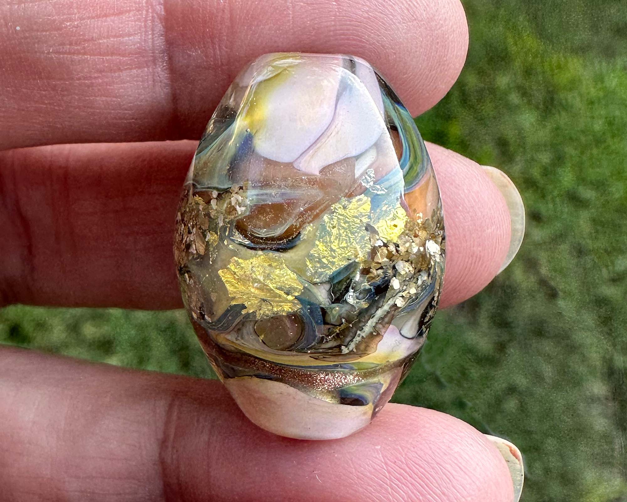 Pastel Gold Lampwork Focal Bead for Jewelry Making - Handmade Glass Bead for Necklaces, Bracelets & DIY Crafts - Perfect for Beaders and Jewelry Designers