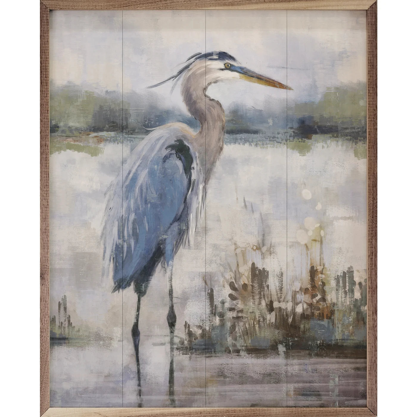 Coastal Heron 2 By Nina Blue - Wood Framed Wall Art Print - Nature & Beach Decor for Living Room, Bedroom, Office