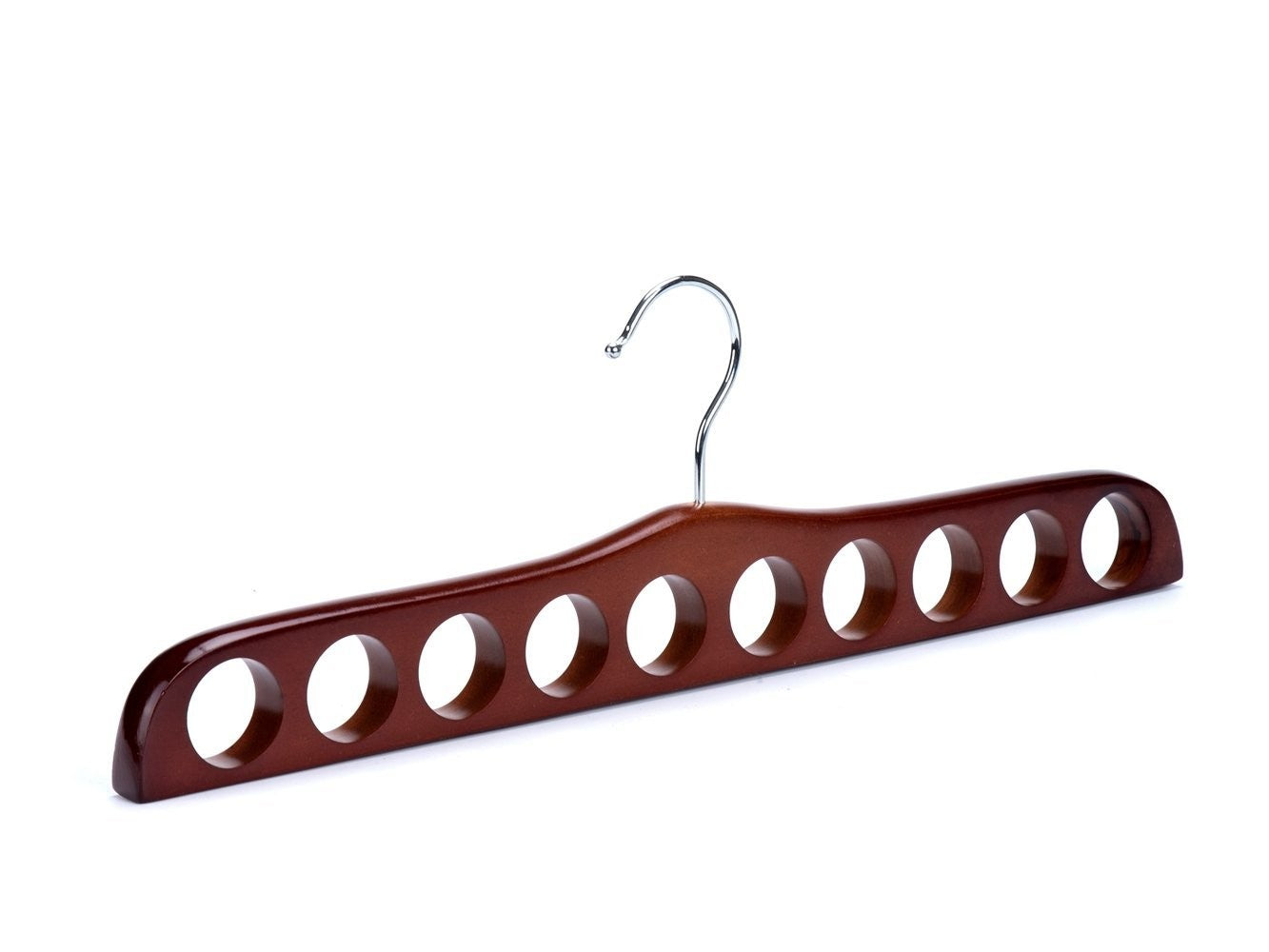 Premium Wooden Scarf Hanger - Walnut & Chrome Finish | Stylish Scarf Organizer for Closet, Wardrobe & Travel Accessories Storage