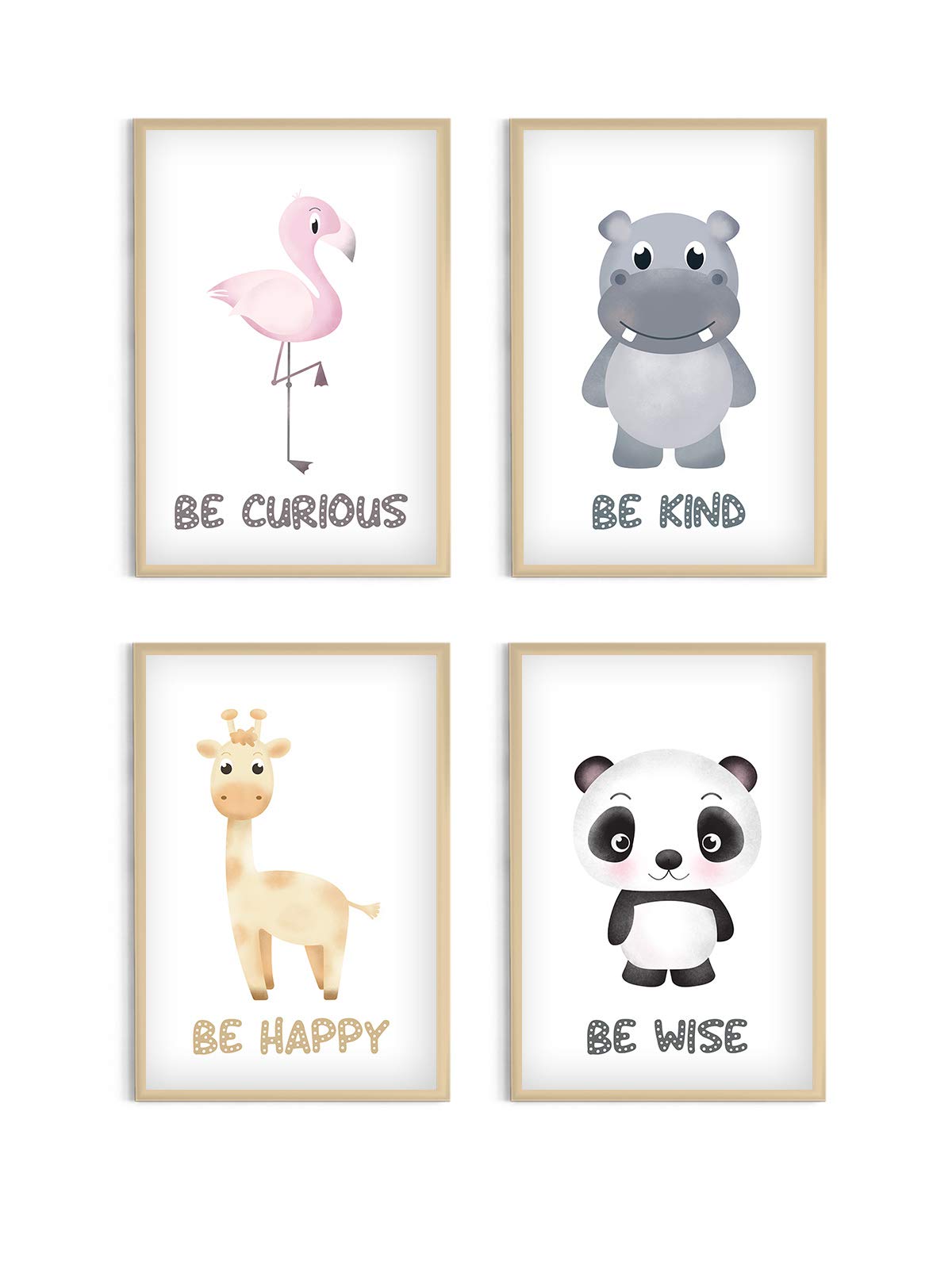 Awkward Styles Safari Baby Animals Poster Set of 4 - 18x24 Inch Nursery Wall Art for Kids Room, Playroom & Classroom Decor - Perfect for Jungle Themed Bedrooms, Daycare Centers & Educational Spaces