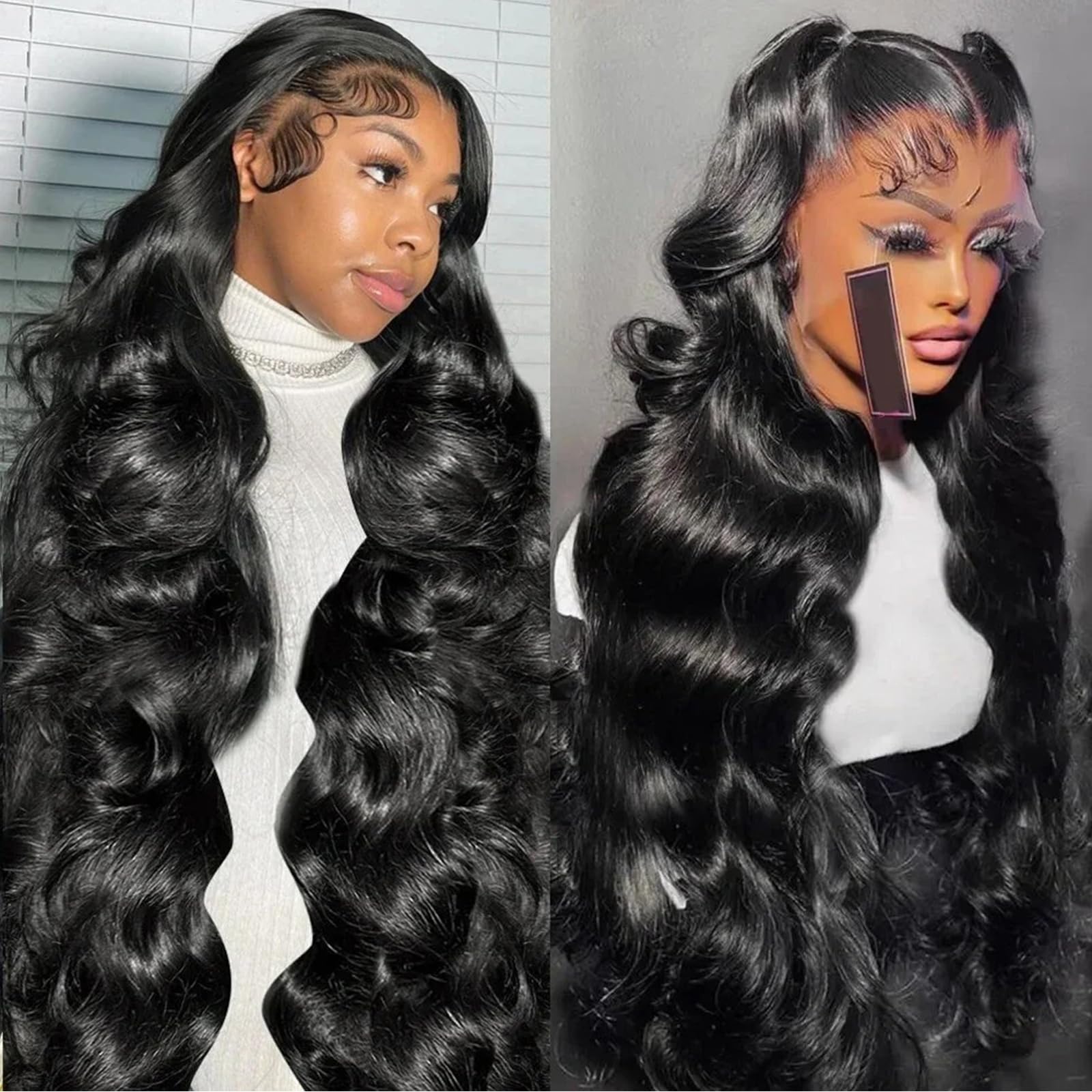13x4 Body Wave Lace Front Wigs Human Hair 180% Density HD Lace Frontal Wigs for Women - 9A Glueless Pre-Plucked with Baby Hair, 38 Inch - Perfect for Daily Wear, Parties & Special Occasions