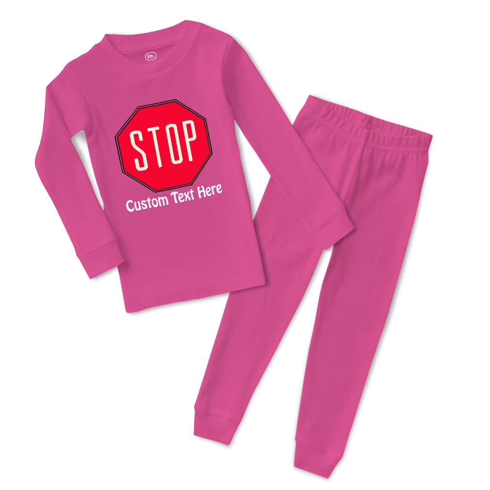 Custom Red Stop Sign Funny Humor Cotton Toddler Pajamas for Boys & Girls - Snug Fit & Comfortable Sleepwear for Kids Bedtime & Family Matching Outfits