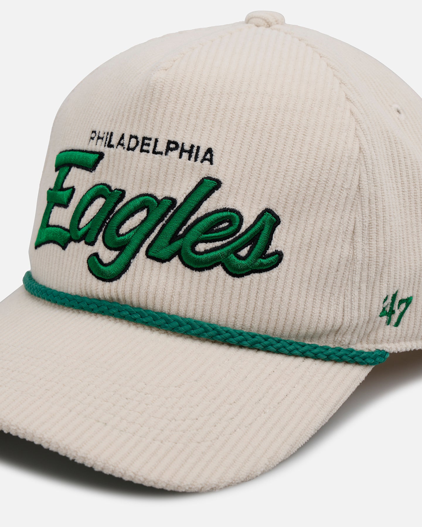 47 Brand Philadelphia Eagles 'Natural Script' Premium Hitch Corduroy Snapback Hat - Adjustable Baseball Cap for Men & Women - Perfect for Game Day, Sports Events & Casual Wear
