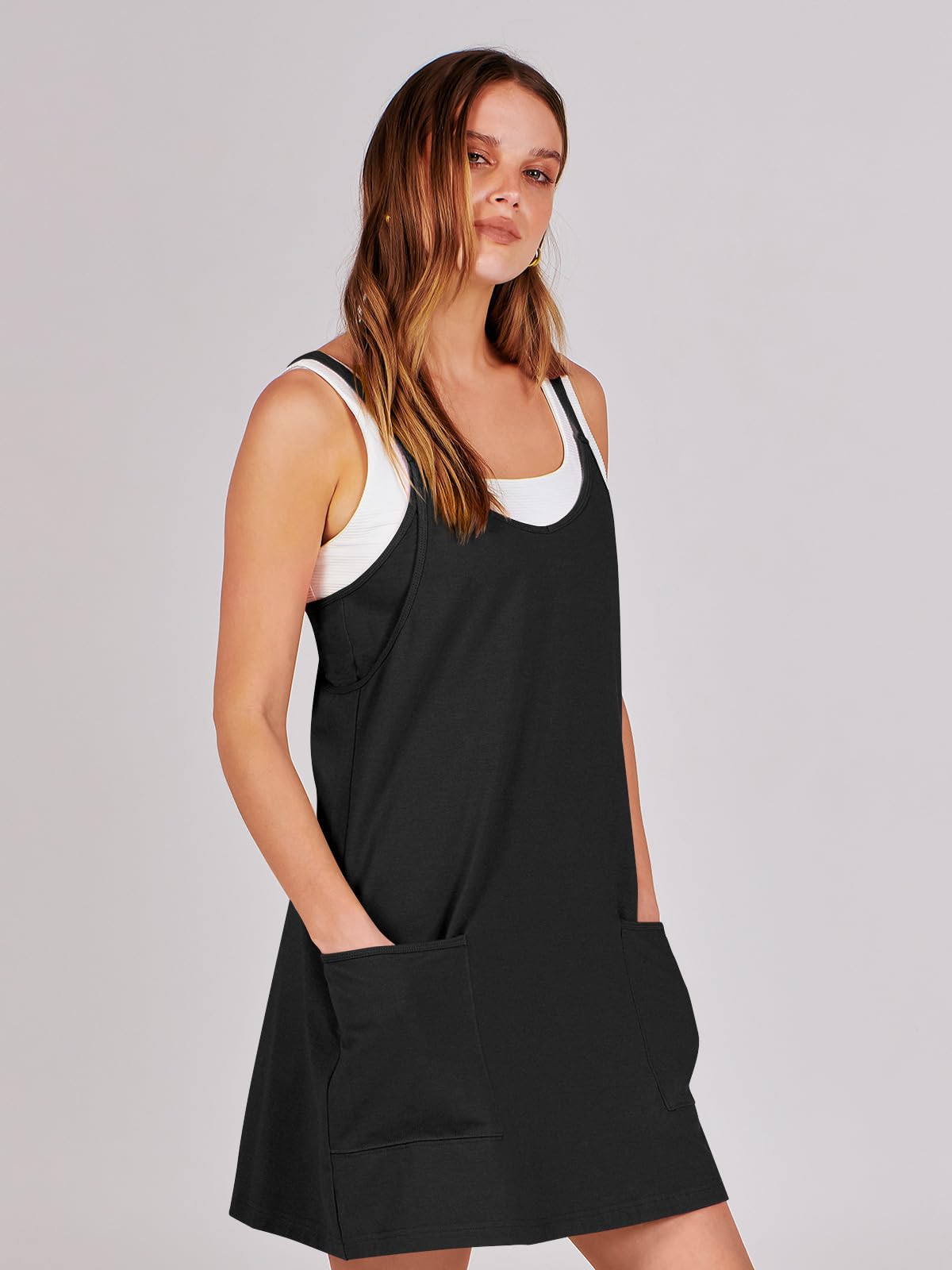 ANRABESS Women's Athletic Dress - Summer Tennis Workout Dress with Built-in Shorts, Active Sports Mini Romper for Gym, Running, Travel & Vacation Outfits