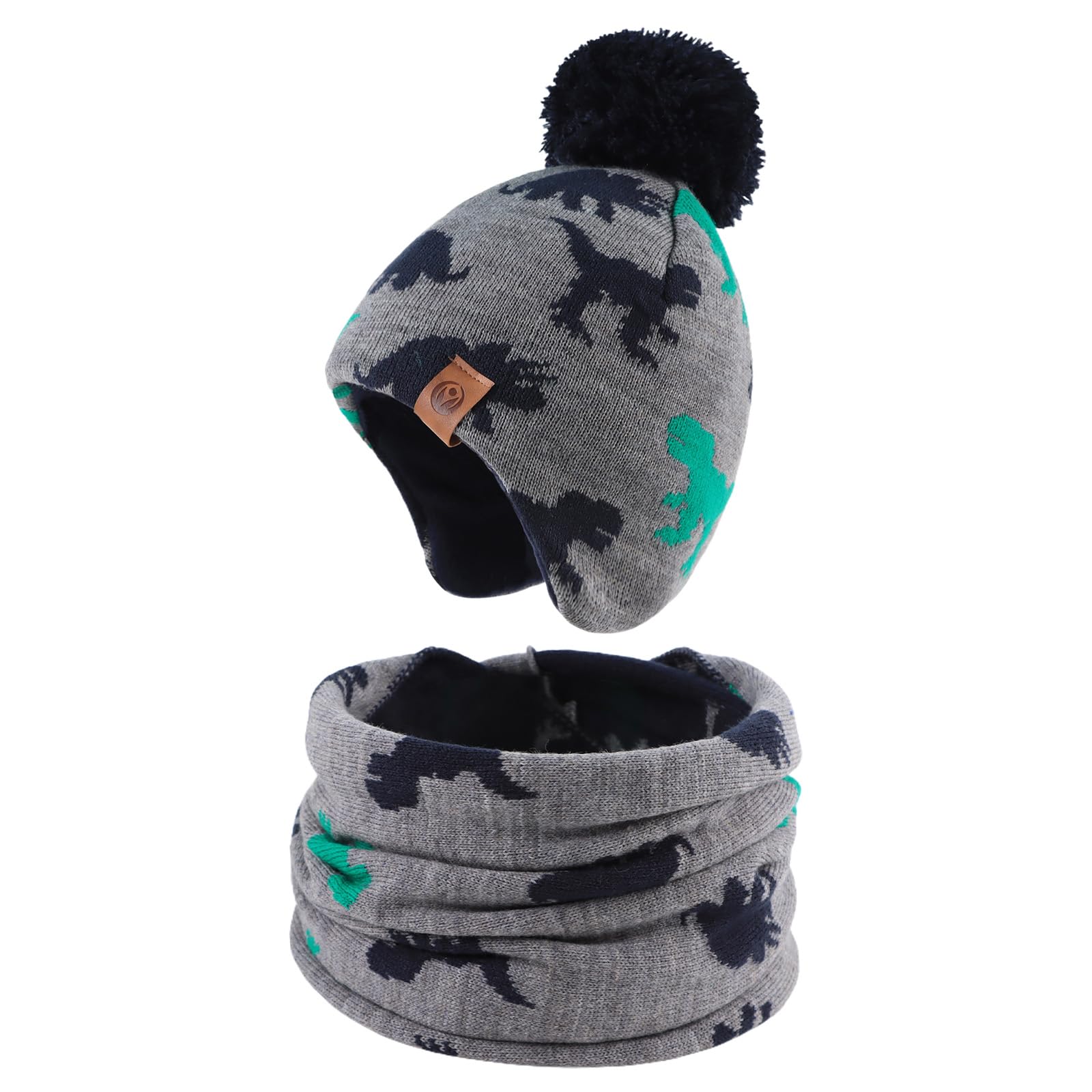 Warm Fleece-Lined Christmas Earflap Baby Beanie Hat for Girls & Boys (6M-3Y) - Cozy Knitted Winter Hat with Pompom - Perfect for Holiday Photos & Outdoor Winter Activities