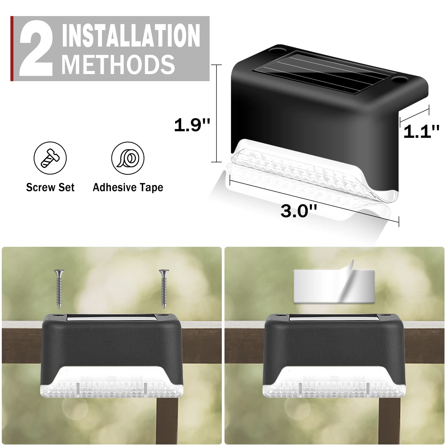 Civikyle 20-Pack Solar LED Outdoor Lights - Waterproof Warm White Deck Fence Step Patio Lighting for Garden, Pathway & Backyard Decor