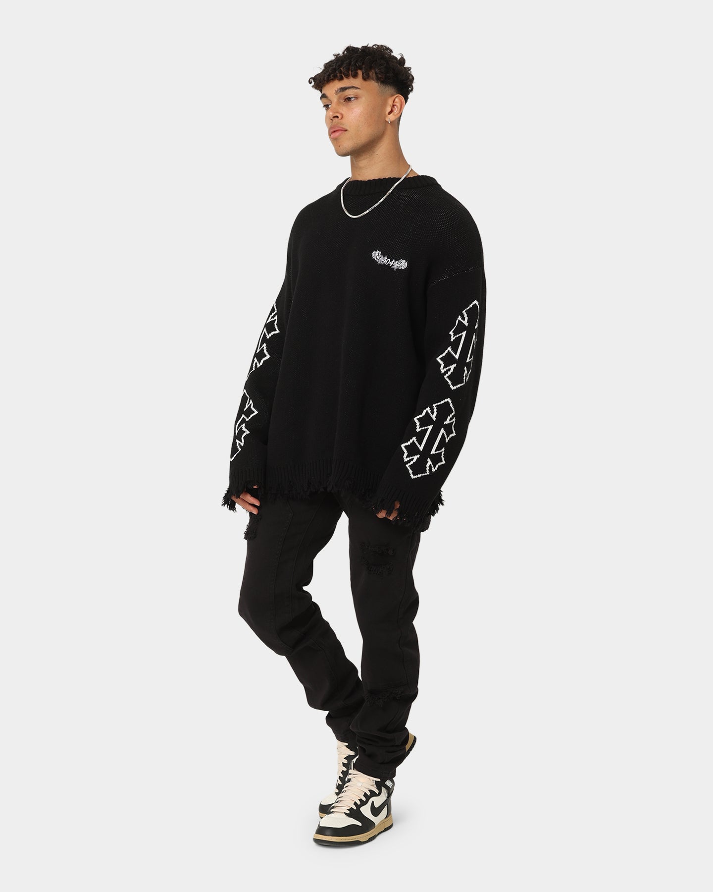 404 Destroyer Knit Sweater Black - Stylish Men's Winter Pullover for Casual Wear & Outdoor Activities