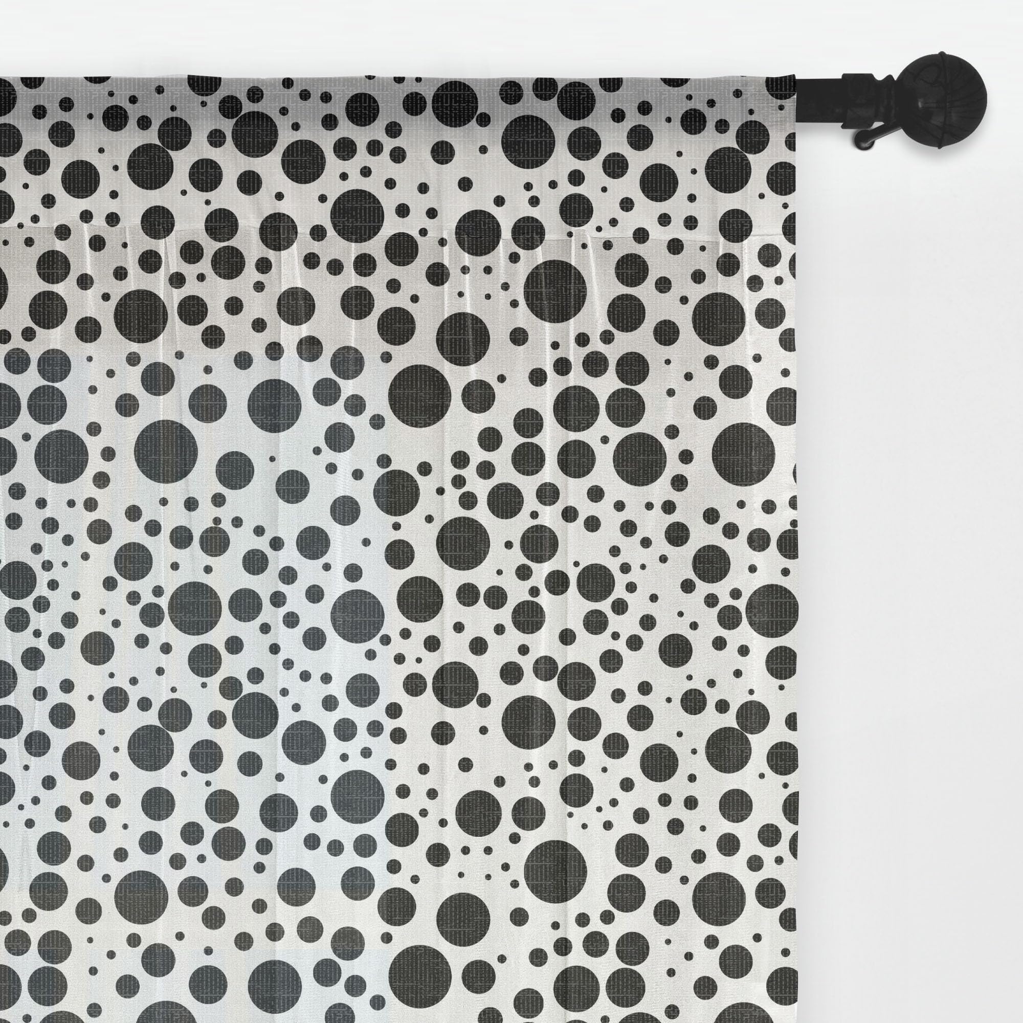 Ambesonne Black and White Tulle Curtains with Rod Pocket - Big & Small Dots Pattern Sheer Drapes for Wedding, Party, Bedroom & Living Room Decor - 108