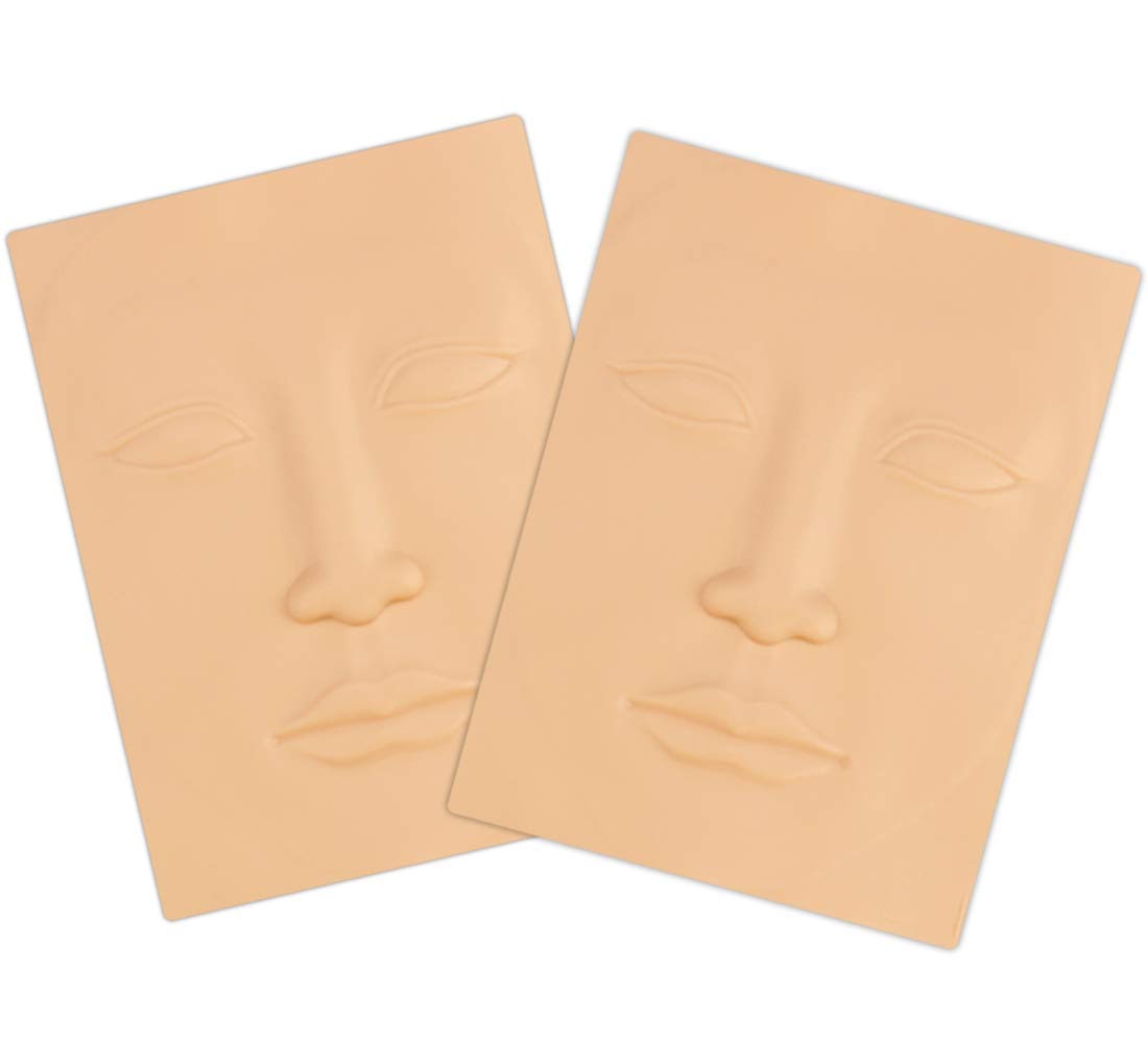 3D Microblading Practice Skin - 2 Sheets 7.5x5.7 Inch Fake Skin for Eyebrow, Eyeliner & Lip Tattoo Training - Permanent Makeup Tattoo Practice for Beginners & Professionals - Ideal for Salon, Tattoo Studio & Home Practice