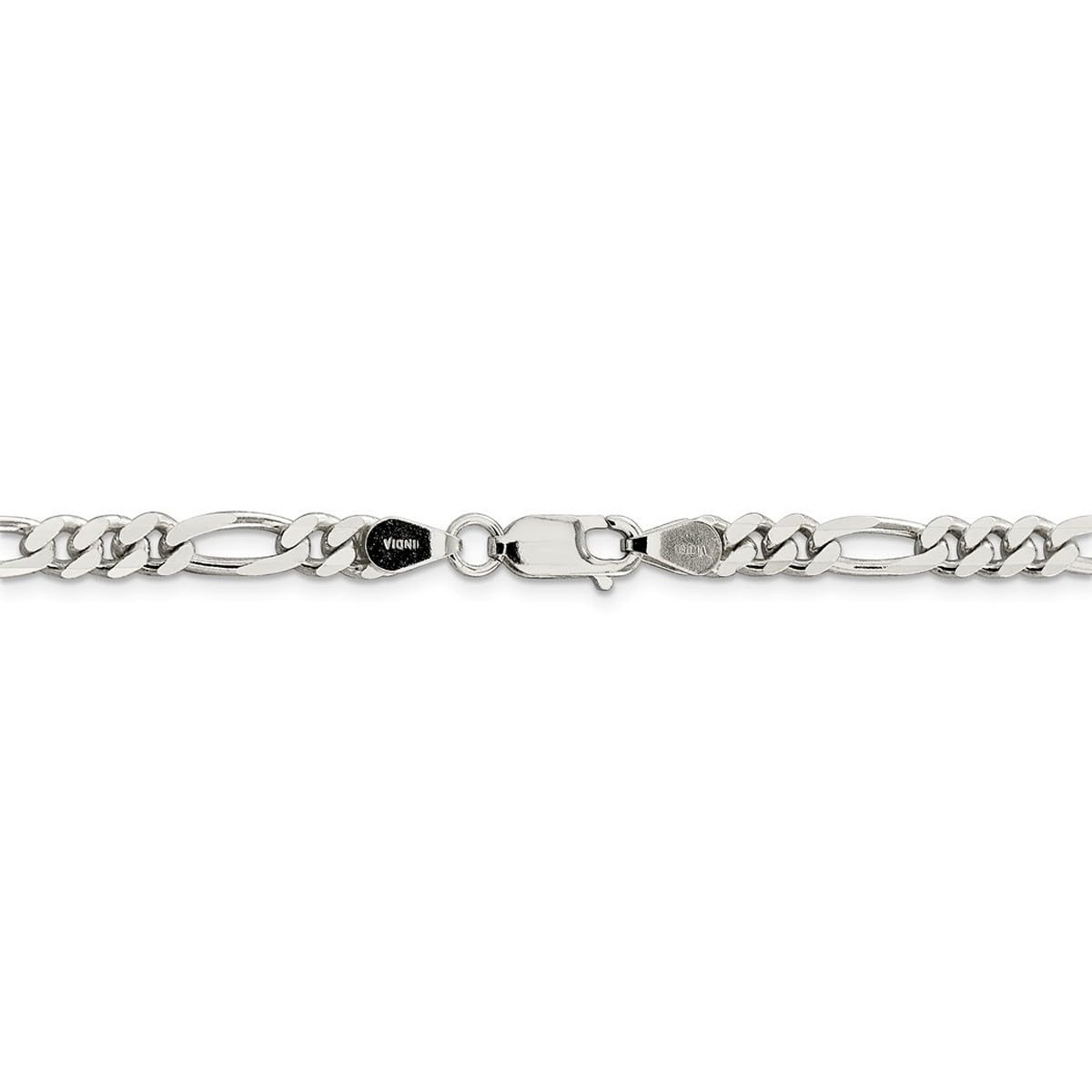 925 Sterling Silver Lobster Claw Clasp Rhodium Plated 5.25mm Figaro Chain Necklace for Women & Men - Elegant Unisex Jewelry for Everyday Wear, Gifts & Special Occasions