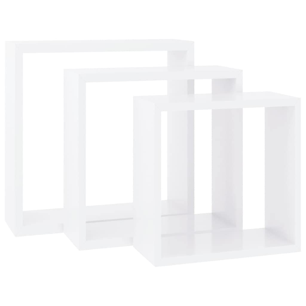 Modern Floating Wall Shelves Set of 3 - MDF Cube Organizer for Bathroom, Kitchen & Living Room | Wall Mounted Storage Display Shelves 11.8