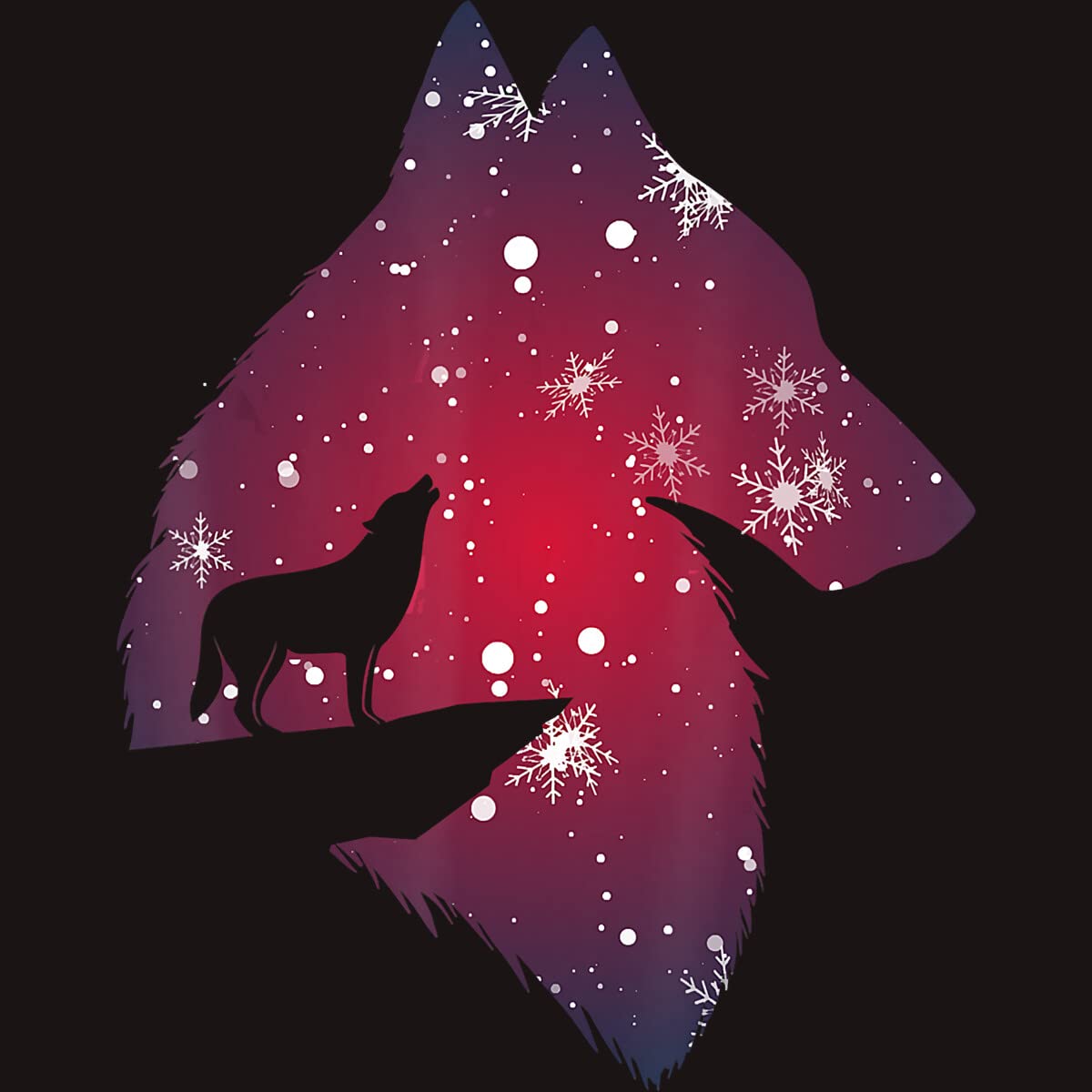 Funny Christmas Wolf with Snowfall Graphic T-Shirt for Men, Women, Kids | Holiday Family Matching Outfits | Perfect for Christmas Parties & Family Photos