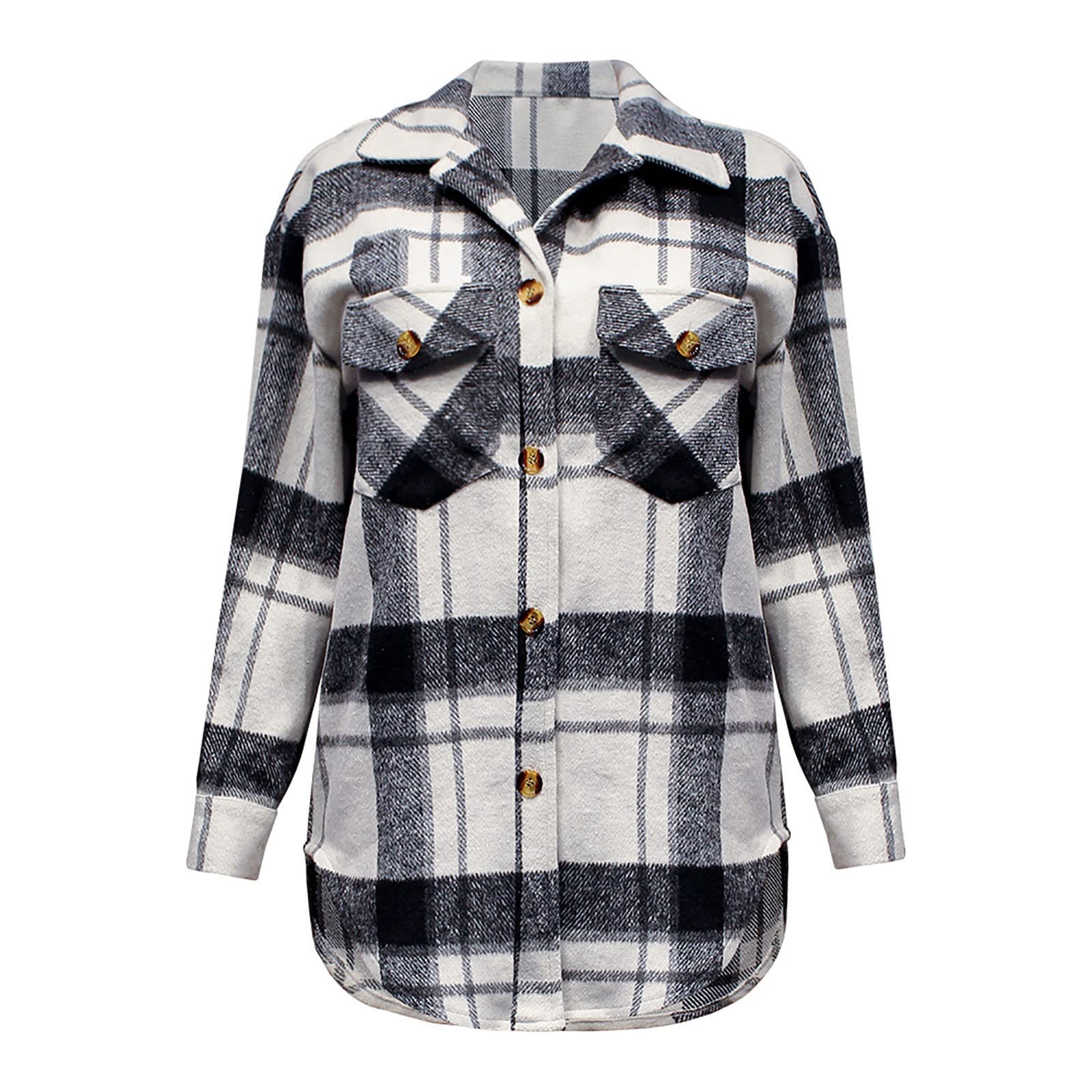 Women's Retro Plaid Blazer - Office & Casual Long Sleeve Jacket for Work & Outings