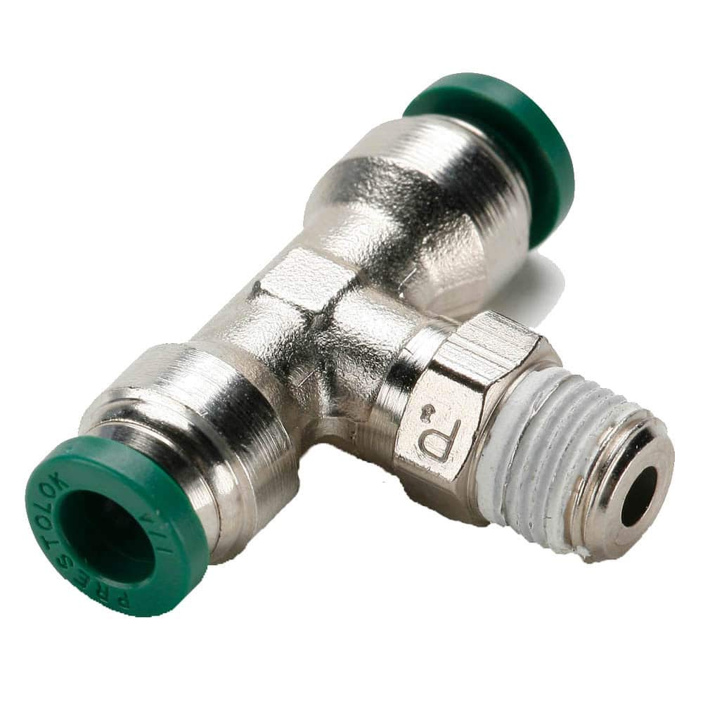 Nickel Plated Brass Prestolok PLP Male Branch Tee Swivel Push-to-Connect Fitting - 3/8