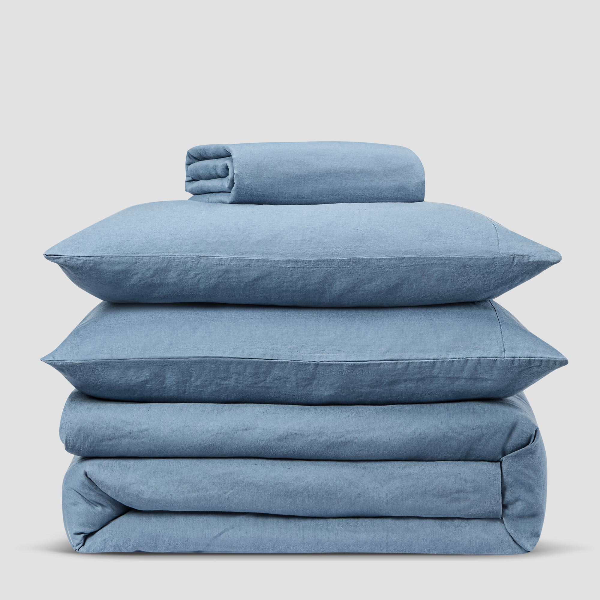 Premium Dusk Blue Linen Blend Pillowcase Set of 2 - Soft & Breathable Bedding for Side Sleepers - Perfect for Master Bedroom, Guest Room & Airbnb