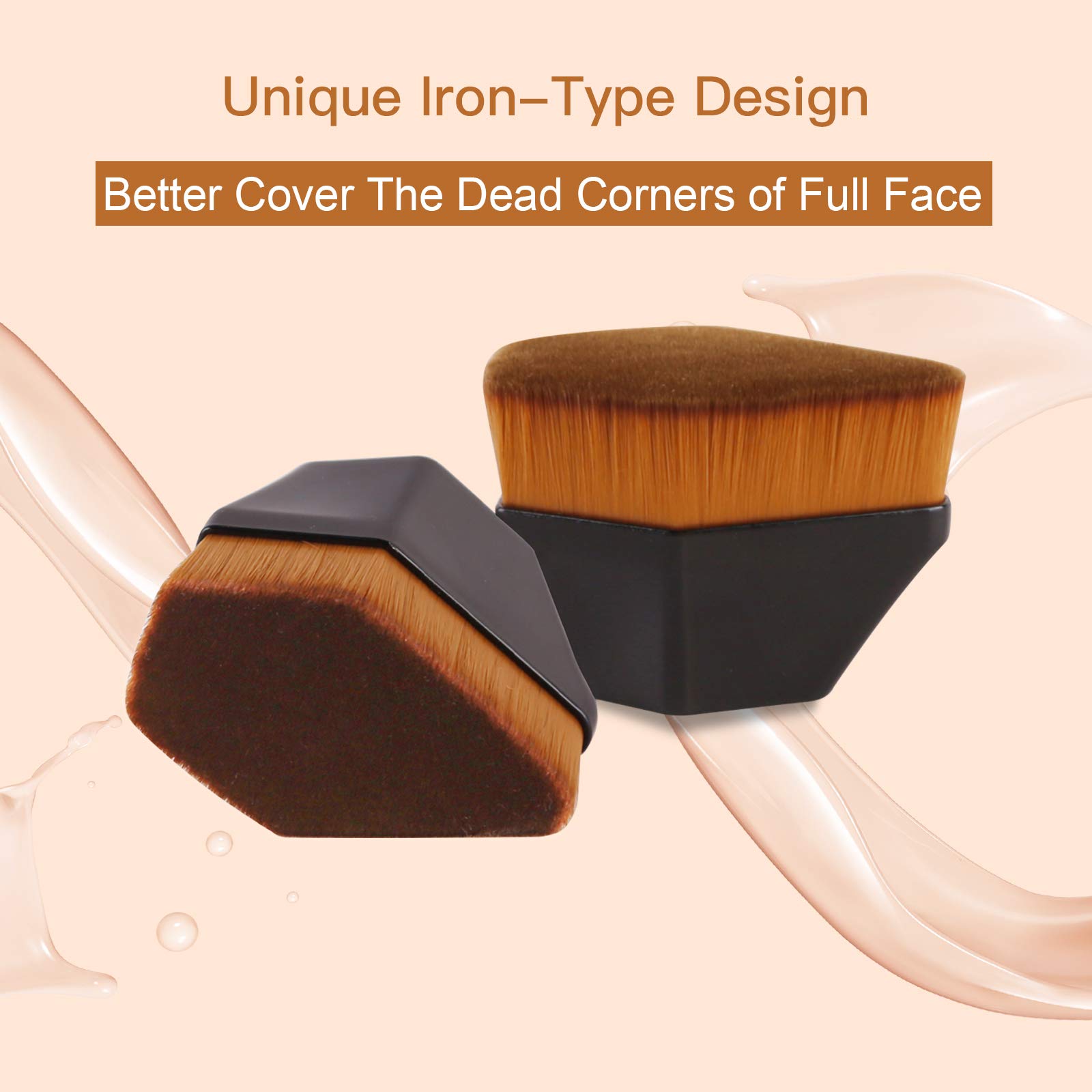 Premium Foundation Brush - Professional Daubigny Iron Type Makeup Brush for Liquid, Powder & Cream Foundation | Blending Face Blush & Cosmetics Flawlessly | Includes Protective Travel Case (Black) | Ideal for Daily Makeup, Professional Artists & On-the-Go Touchups