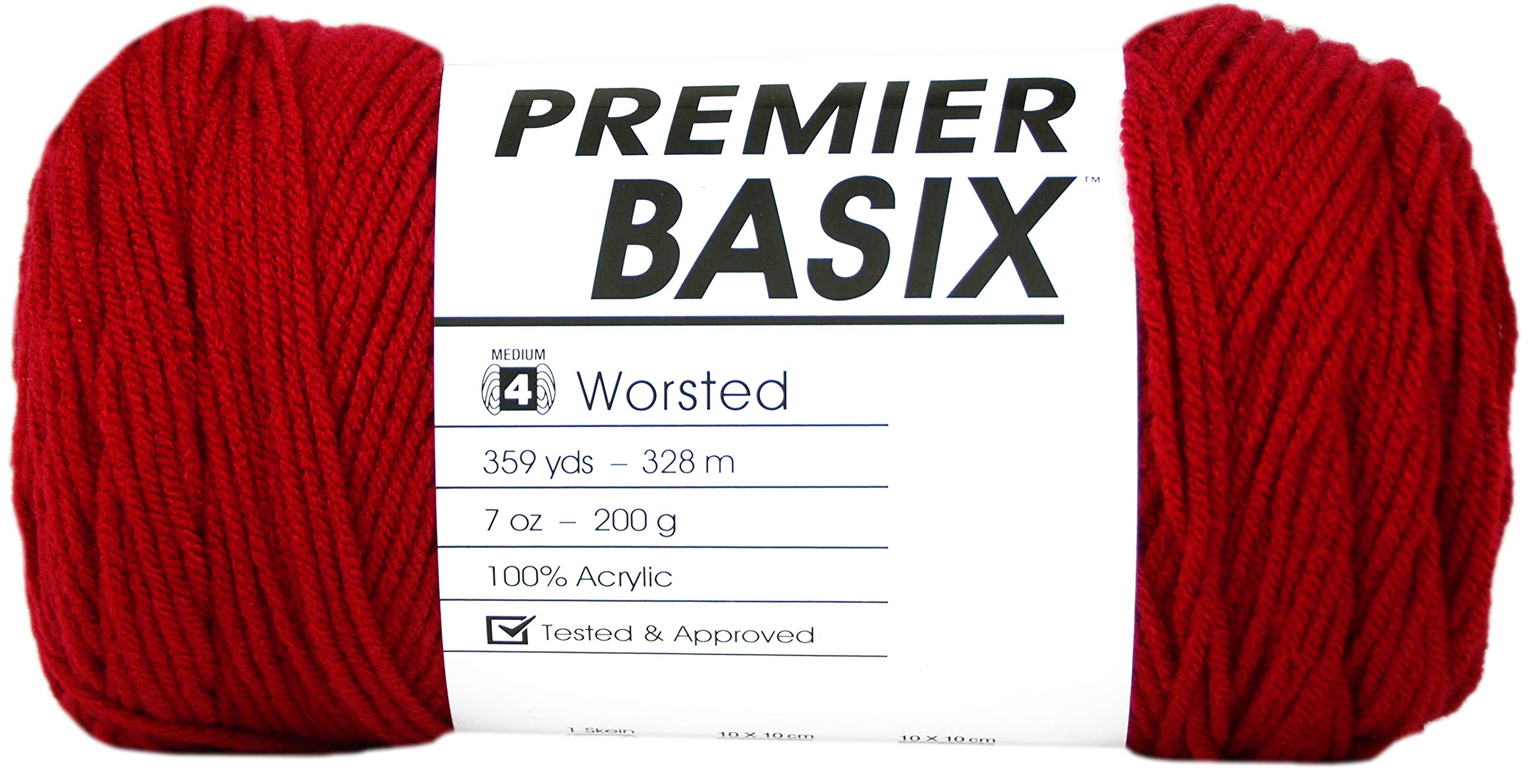 Premier Yarns Yarn Basix Red - Soft & Durable Knitting Yarn for Scarves, Hats, and Sweaters - Perfect for DIY Crafting and Handmade Gifts