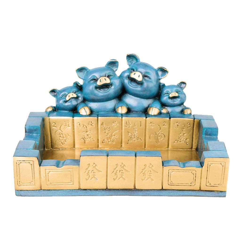Premium Pure Copper Lucky Pig Ashtray - Elegant Mahjong Design for Home & Office Use | Durable Smoke Ash Holder for Cigarettes & Cigars | Perfect for Smoking Enthusiasts, Poker Nights & Relaxation
