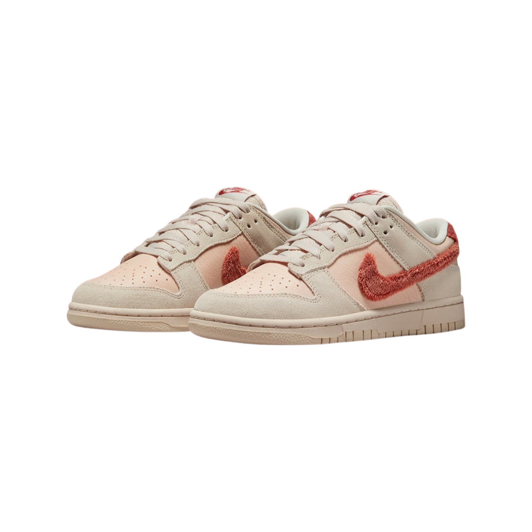 Nike Women's Dunk Low Sneakers - Terry Swoosh Shimmer Mars Stone Sanddrift DZ4706-200 | Casual Fashion Shoes for Women | Perfect for Streetwear, Gym & Everyday Wear
