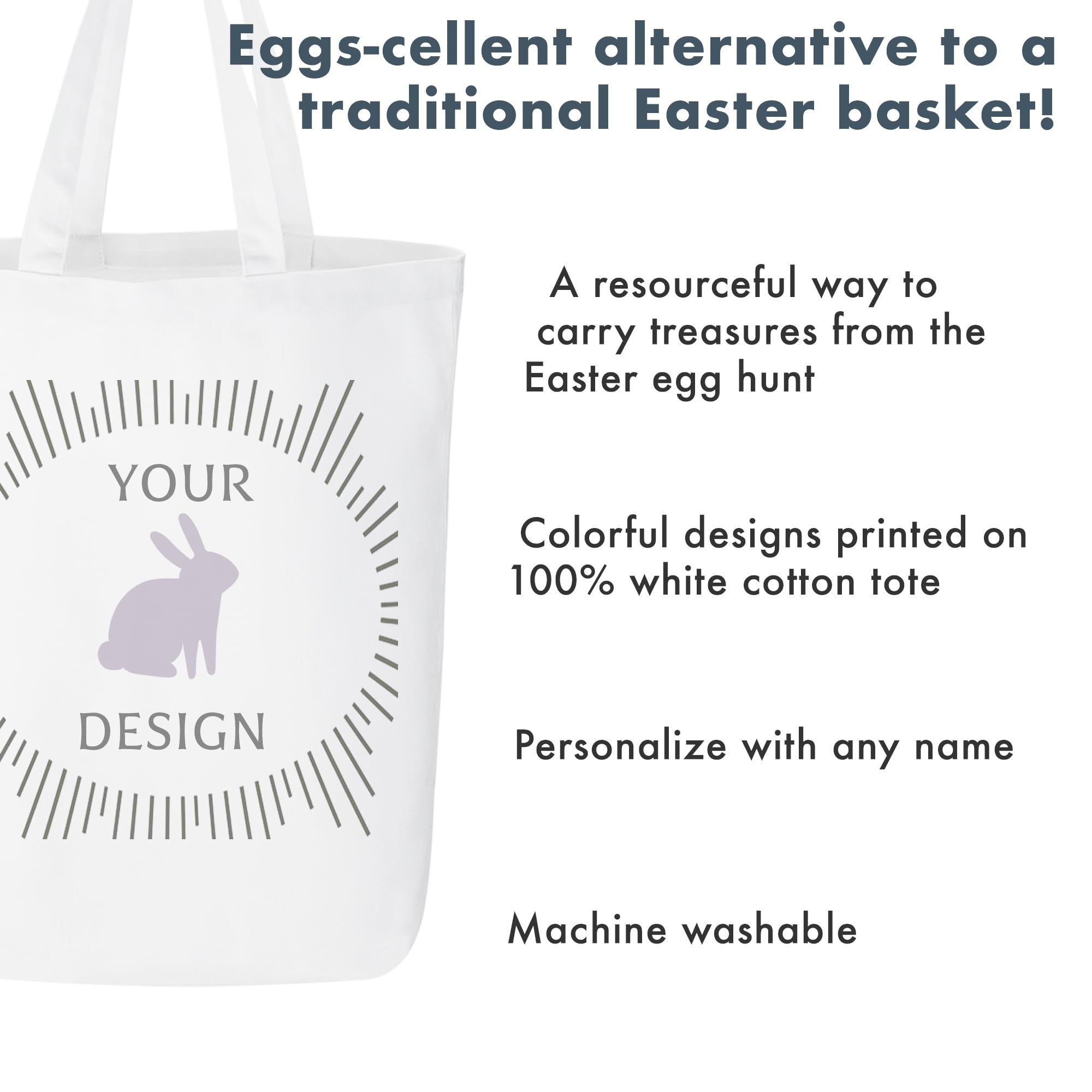 Personalized Easter Tote Bags for Egg Hunt Treats - Customized Gift Bags for Kids, Family Gatherings & Spring Celebrations - Perfect for Easter Egg Hunts, Church Events & Holiday Parties