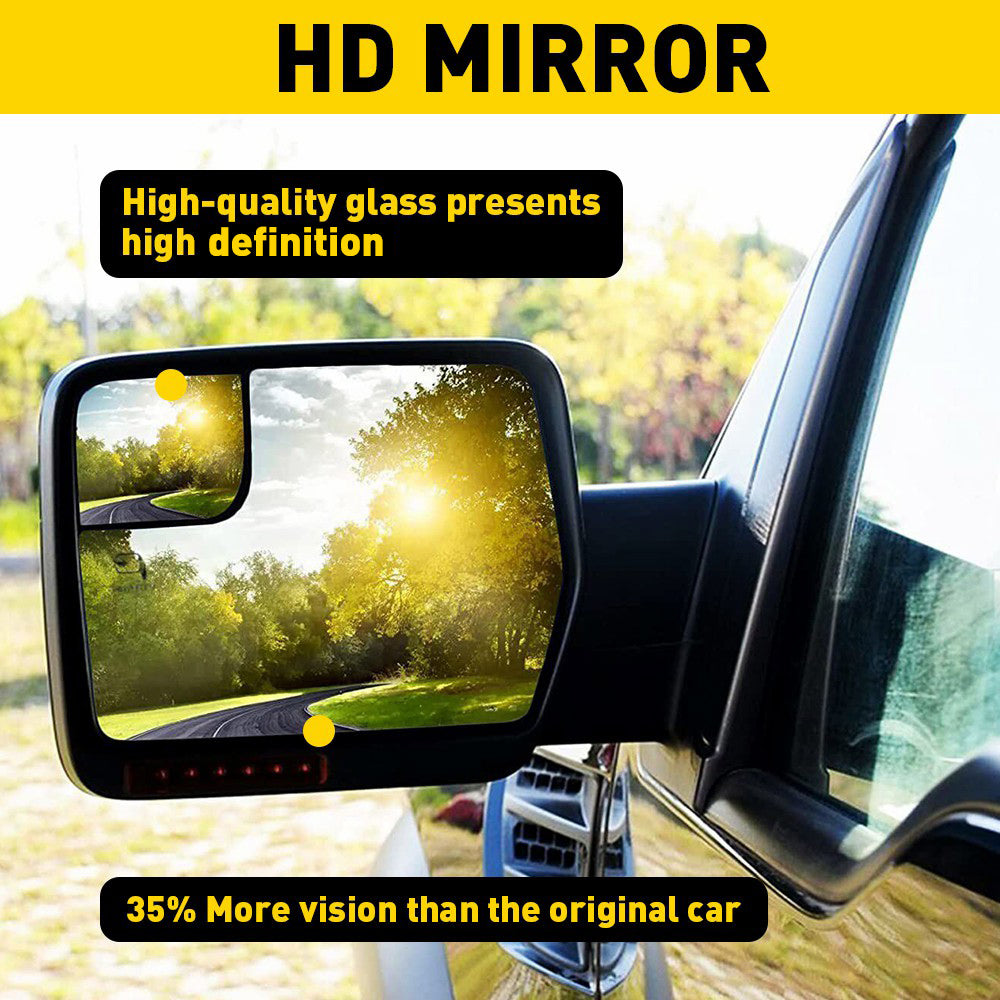 2011-2014 Ford F150 Left Driver Side Heated Mirror Glass with Blind Spot Detection - Replacement Auto Part for Enhanced Visibility & Safety (Perfect for Winter Driving & Lane Changing)