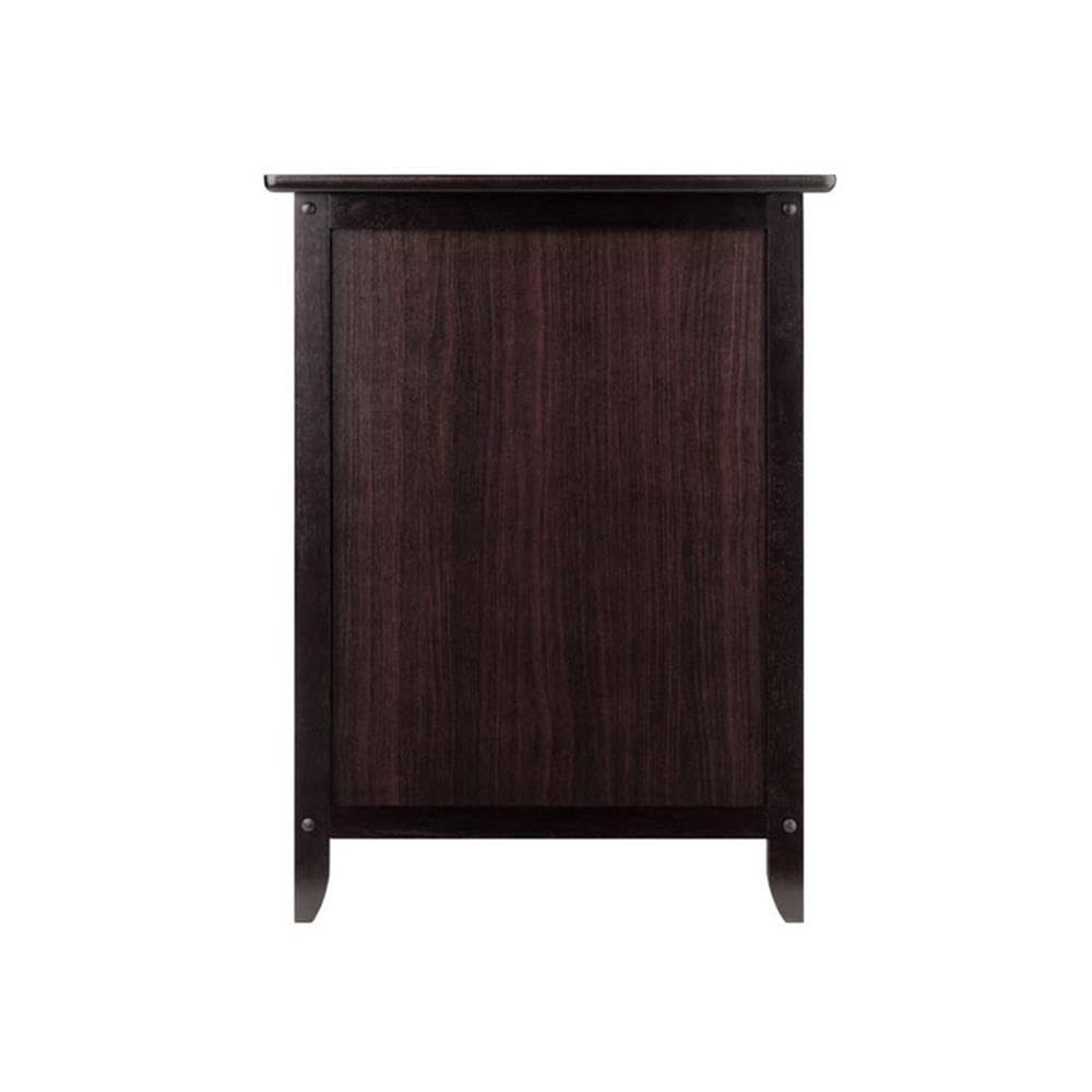 Pemberly Row Modern 1-Drawer Wooden End Table Nightstand with Cabinet in Espresso - Stylish Bedside Table for Small Spaces, Living Room Accent, or Apartment Decor