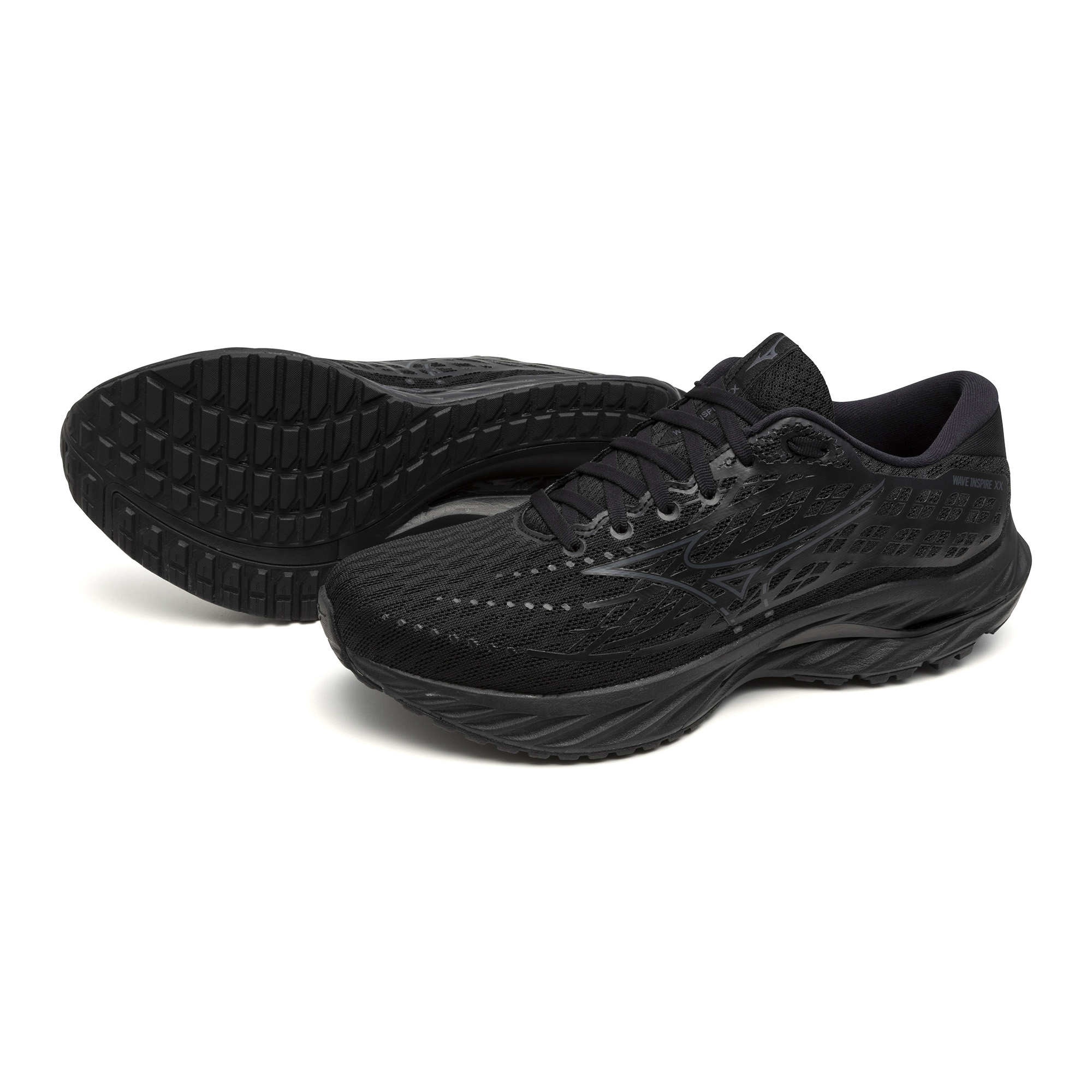 Mizuno Wave Inspire 20 2E Running Shoes for Men - Black/Ultimate Gray/Black | Lightweight Cushioned Support for Marathon, Jogging & Daily Workouts
