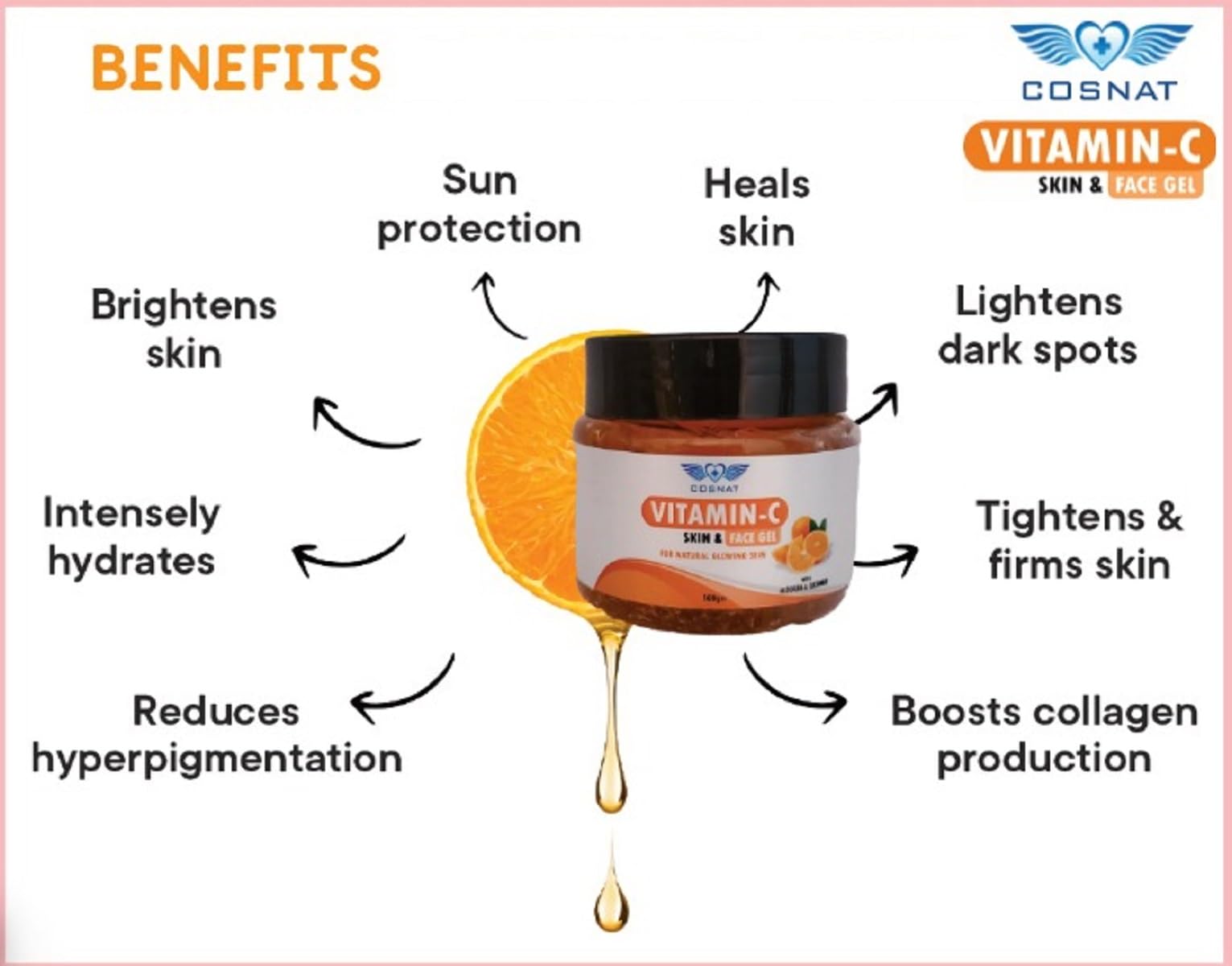 Vitamin C Face Gel for Men & Women - Brightening & Protective Skincare Solution for Radiant Glowing Skin (100g) | Daily Moisturizer & Anti-Aging Treatment for Face & Neck