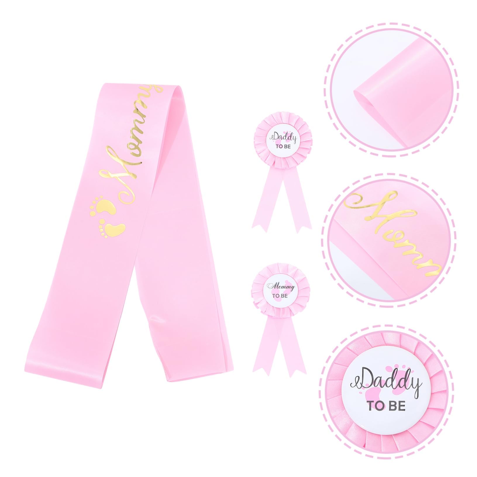 GREENADSCAPE Maternity Shoulder Sash & Badge Set - Baby Shower Accessories for Mom to Be & Dad to Be - Perfect for Gender Reveal Parties, Baby Showers & Pregnancy Announcements