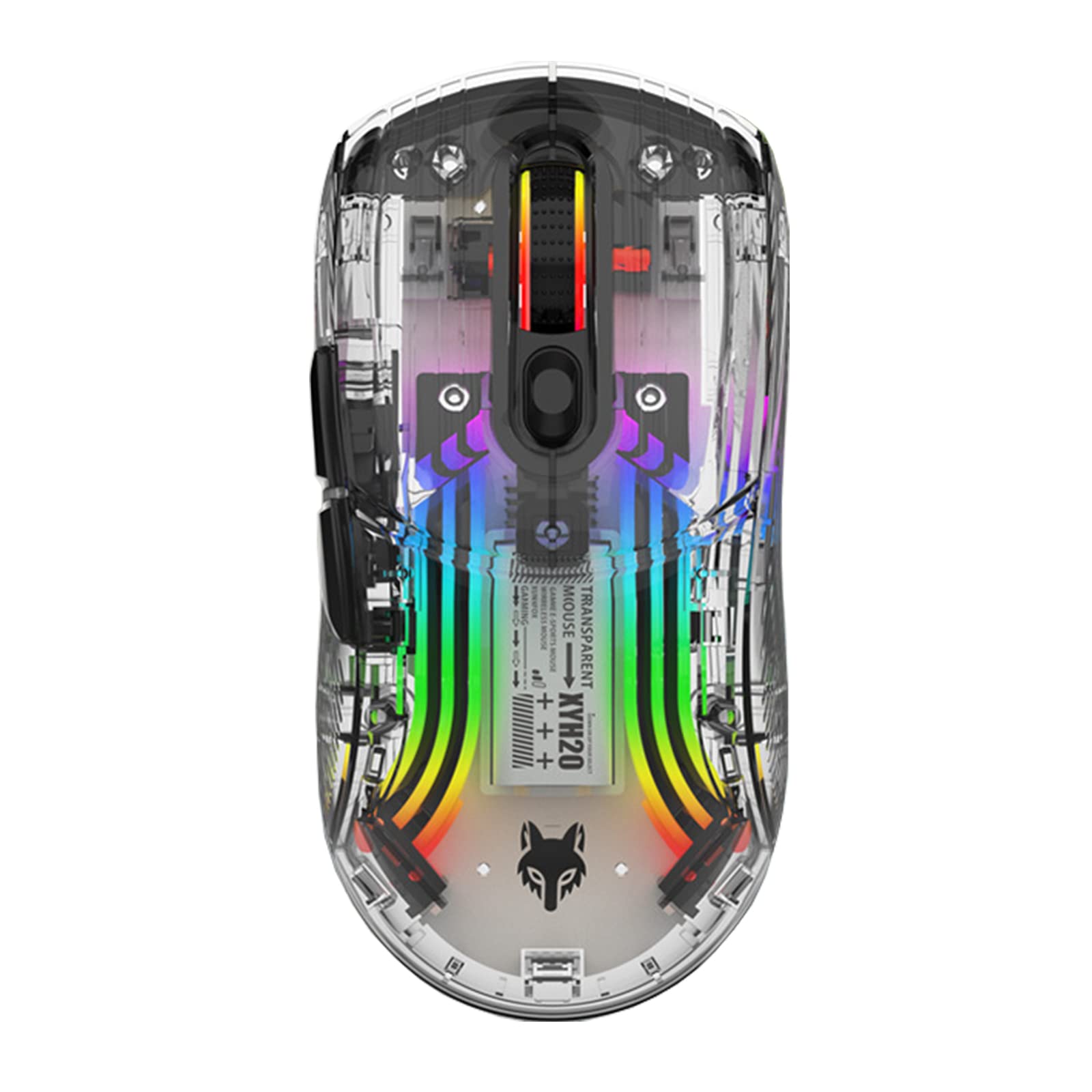 Wireless Bluetooth Gaming Mouse - Transparent RGB Mechanical Dual Mode USB Mouse for PC & Laptop | Perfect for Esports, Gaming & Office Work